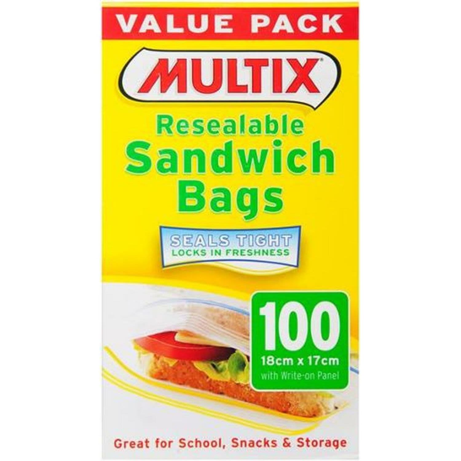 Multix Sandwich Bag Quick Zip, 100 Each