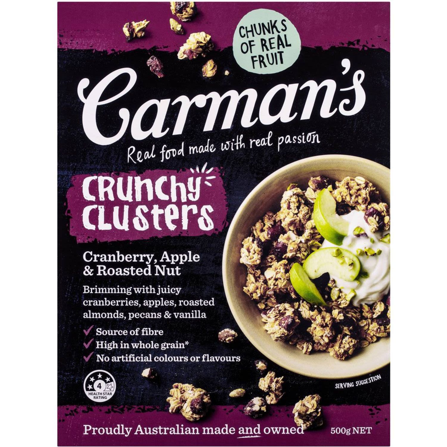 Carman's Cranberry, Apple & Roasted Nut Crunchy Clusters, 500 Gram