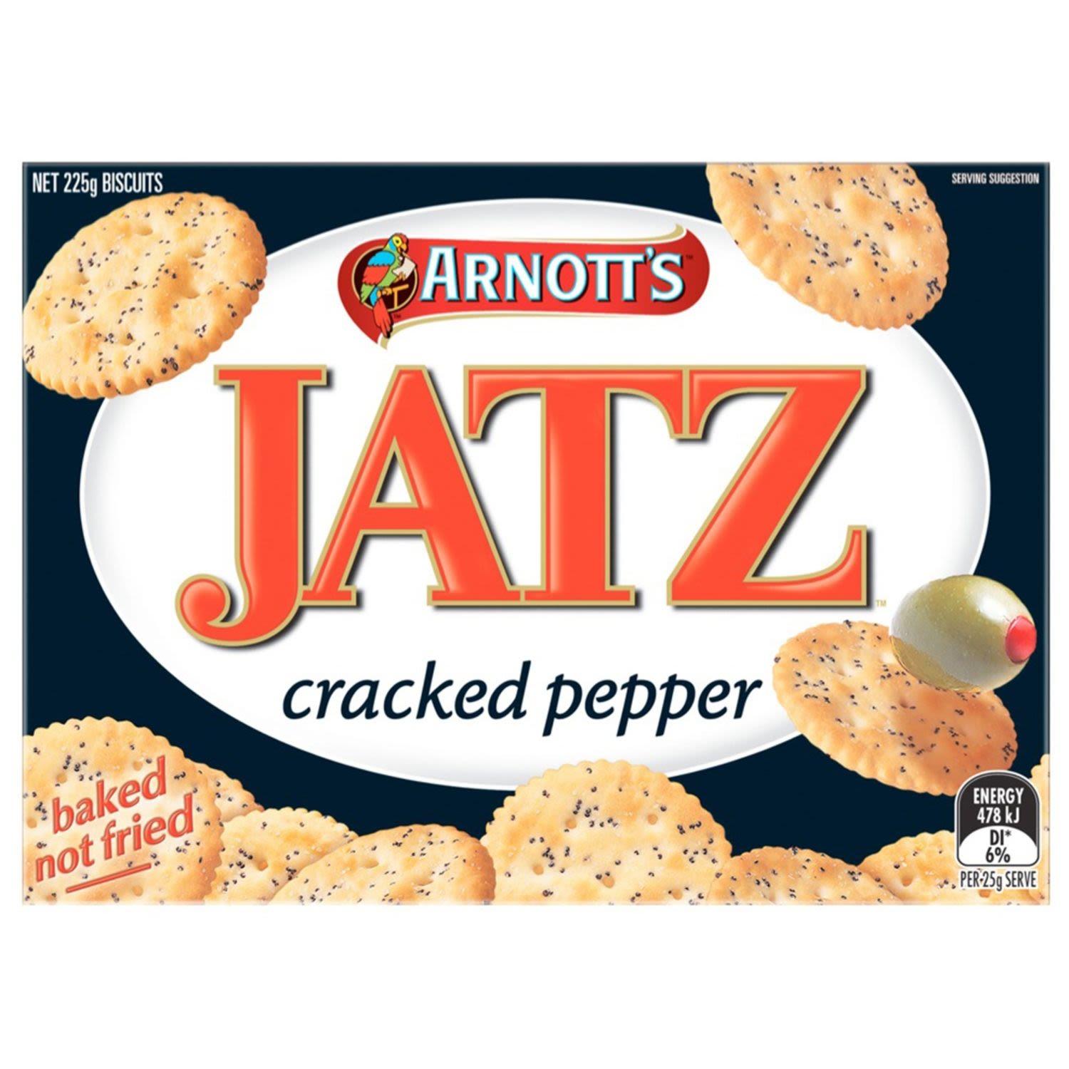 Arnott's Jatz Cracked Pepper, 225 Gram