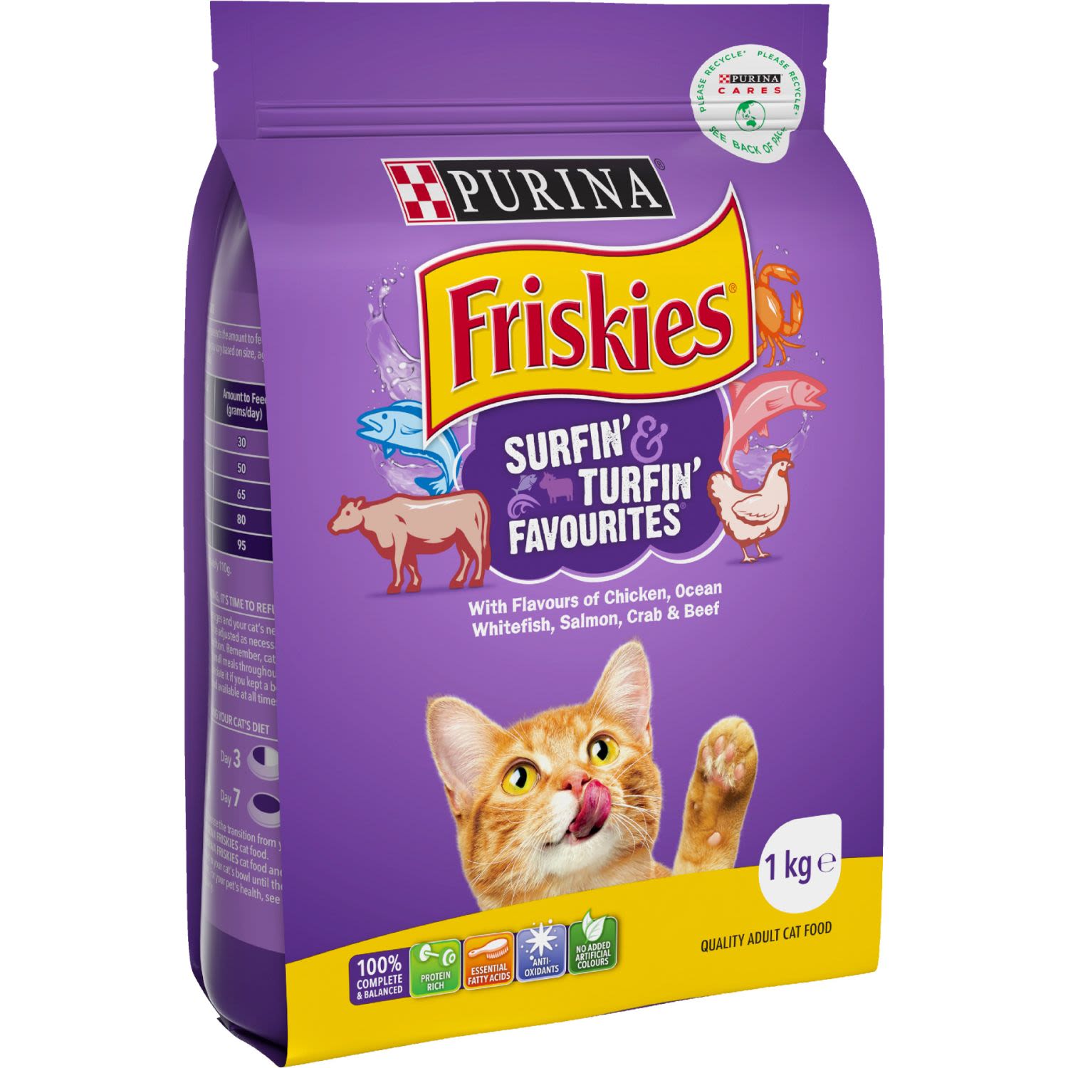 Friskies Adult Surfin' Turfin' Dry Cat Food, 1 Kilogram