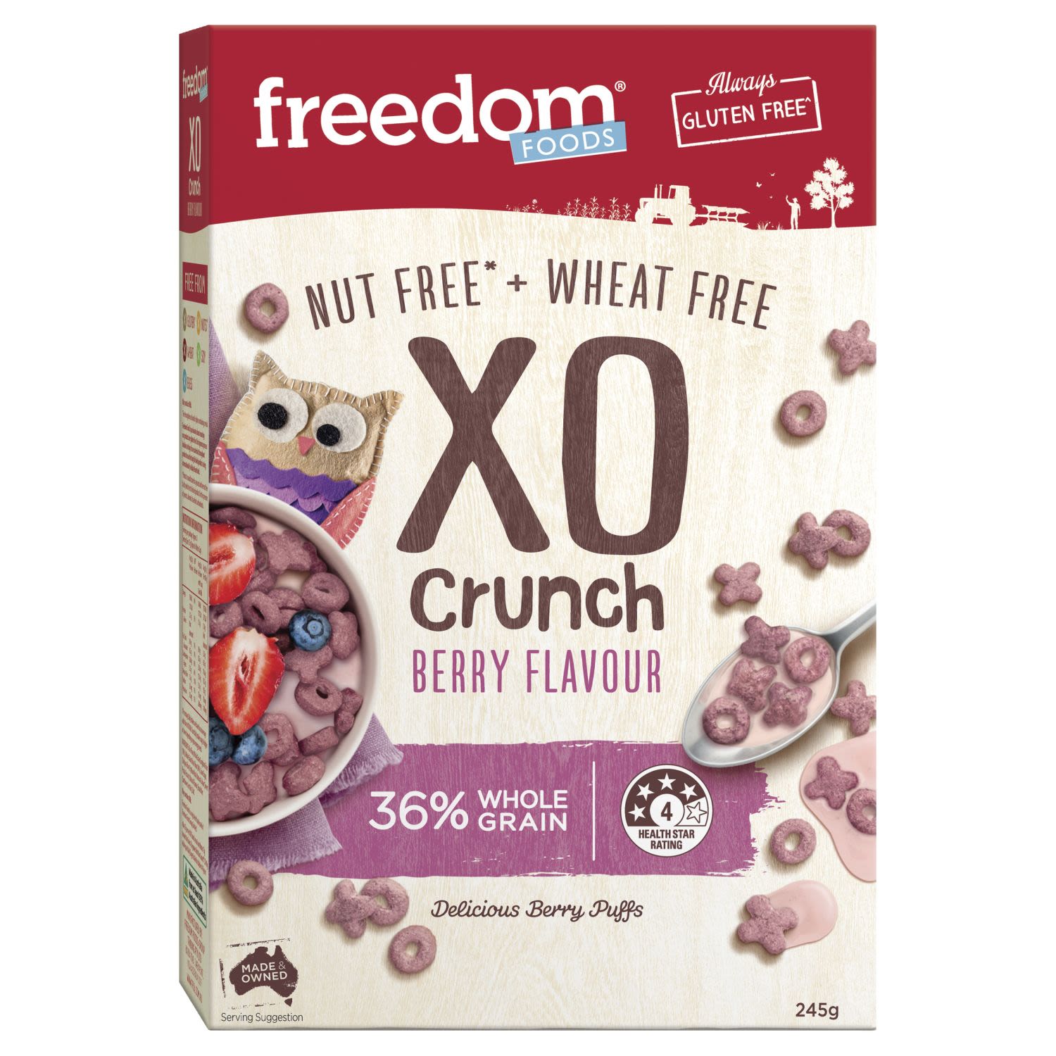 Freedom Foods XO Crunch Berry Flavour, 245 Gram