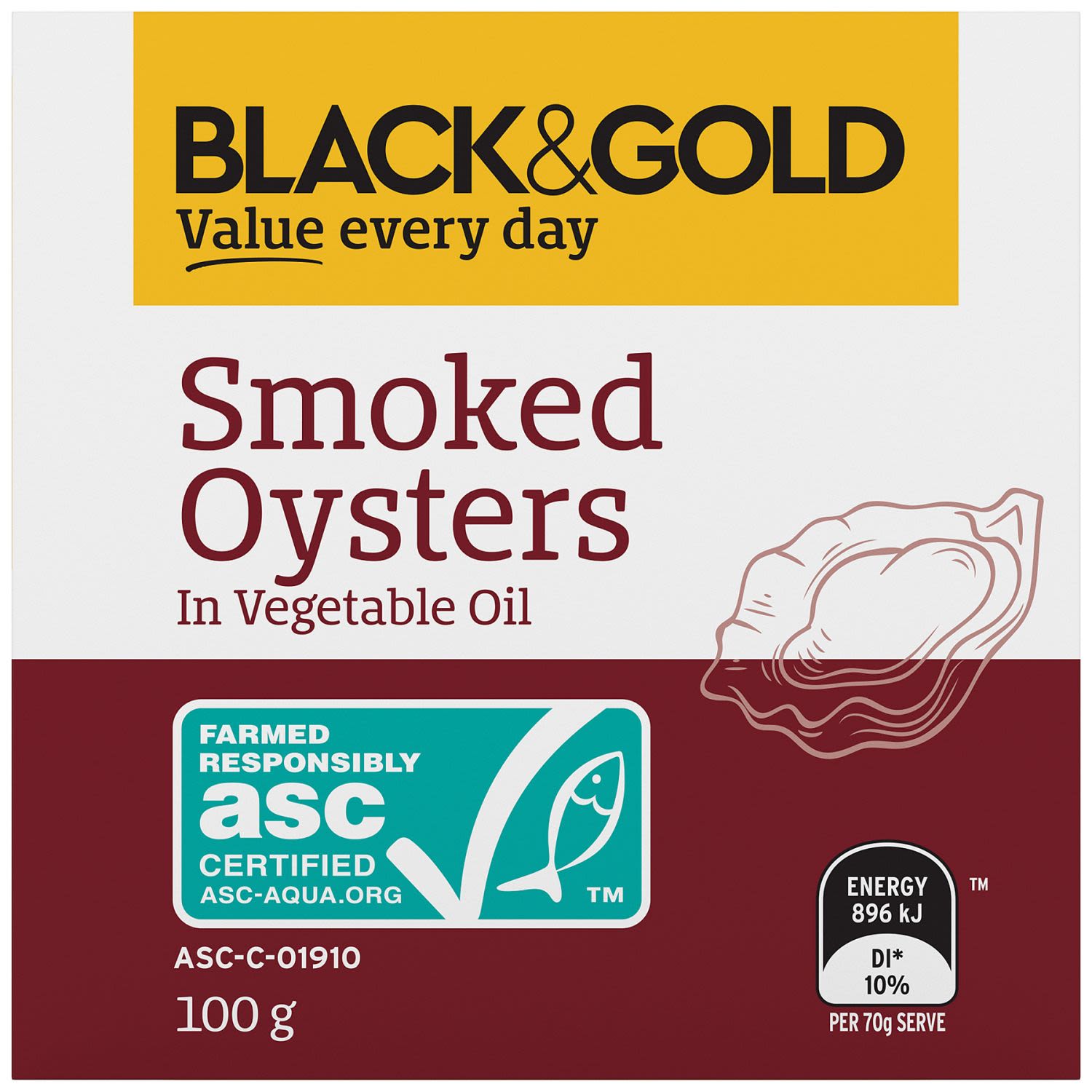 Black & Gold Smoked Oysters, 100 Gram
