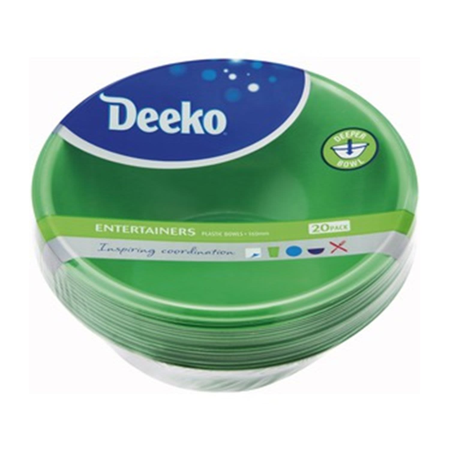 Deeko Plastic Bowls, 20 Each