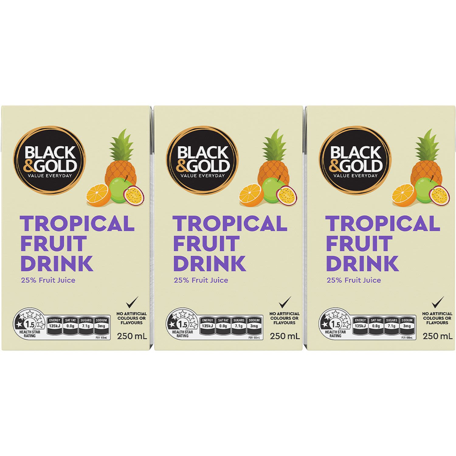 Black & Gold Tropical Fruit Drink, 6 Each