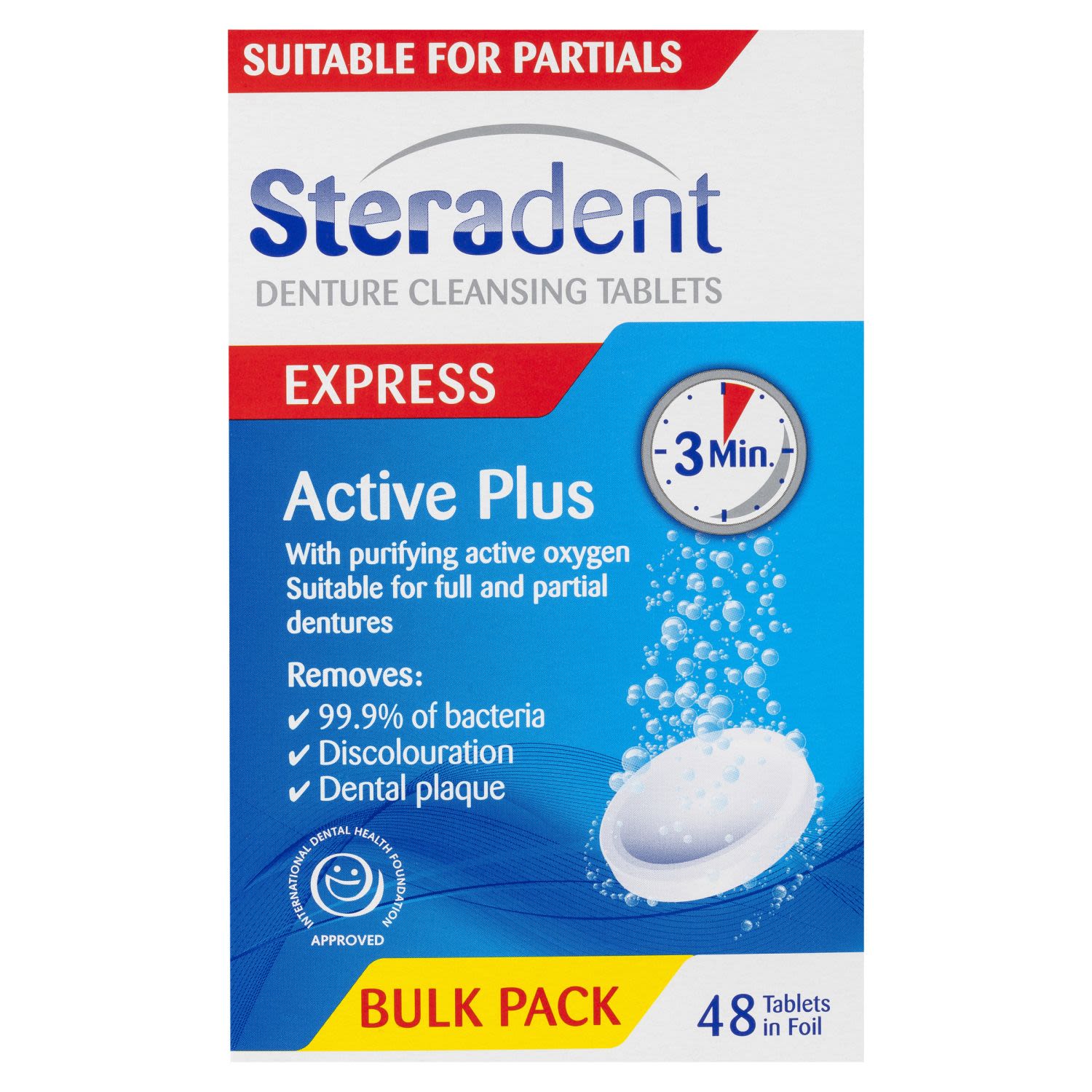 Steradent Active Plus Denture Cleansing Tablets, 48 Each