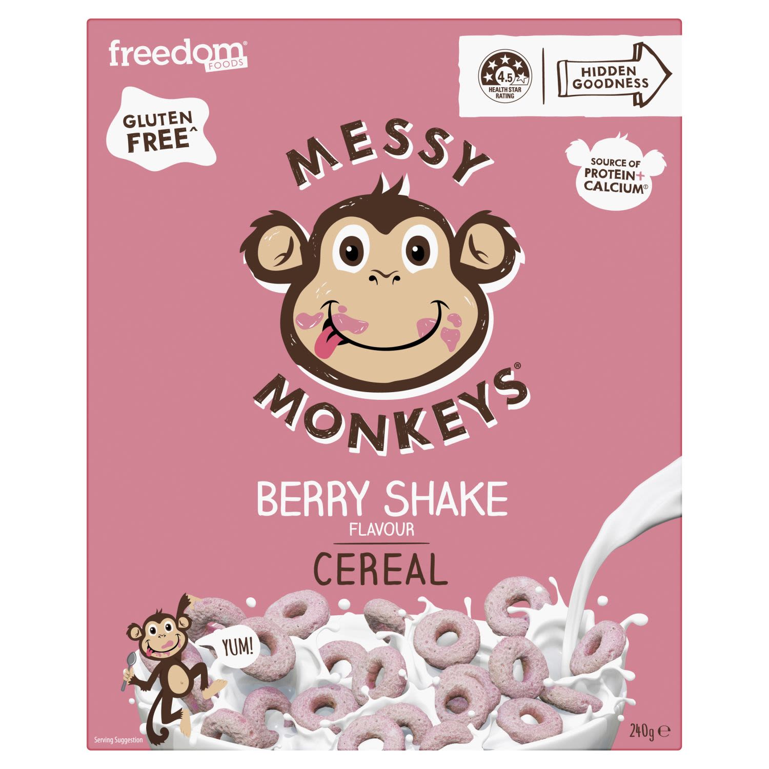 Freedom Foods Messy Monkeys Berry Shake Cereal, 240 Gram