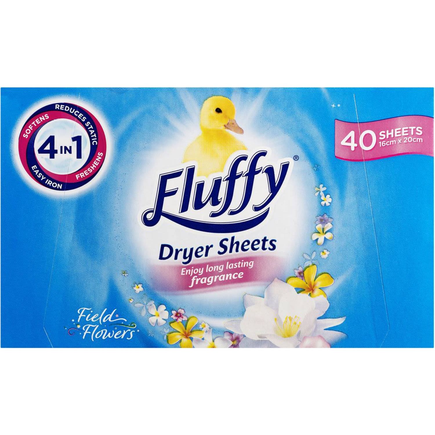 Fluffy Tumble Dryer Sheets Field Flowers Long Lasting Fragrance, 40 Each