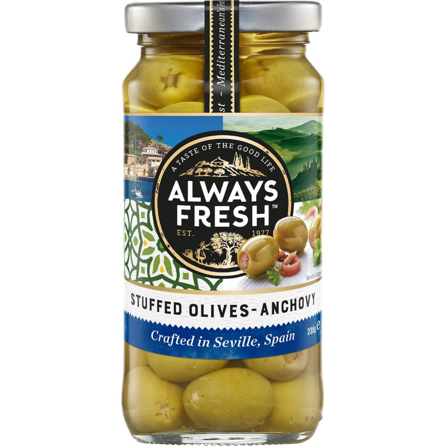 Always Fresh Olives Anchovy Stuffed, 235 Gram