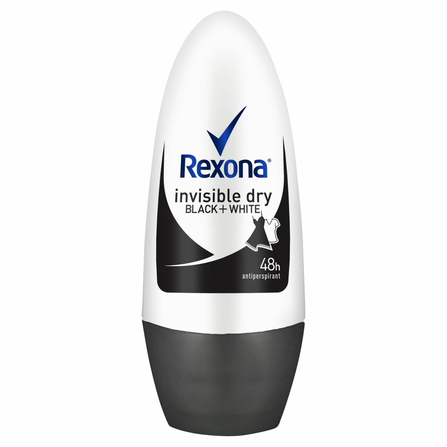 Rexona Women Antiperspirant Roll On Deodorant Invisible Dry Black+White, 50 Millilitre
