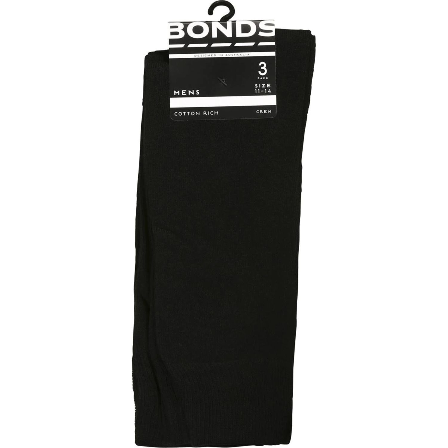 Bonds Socks Mens Business Black Size 11-14, 3 Each