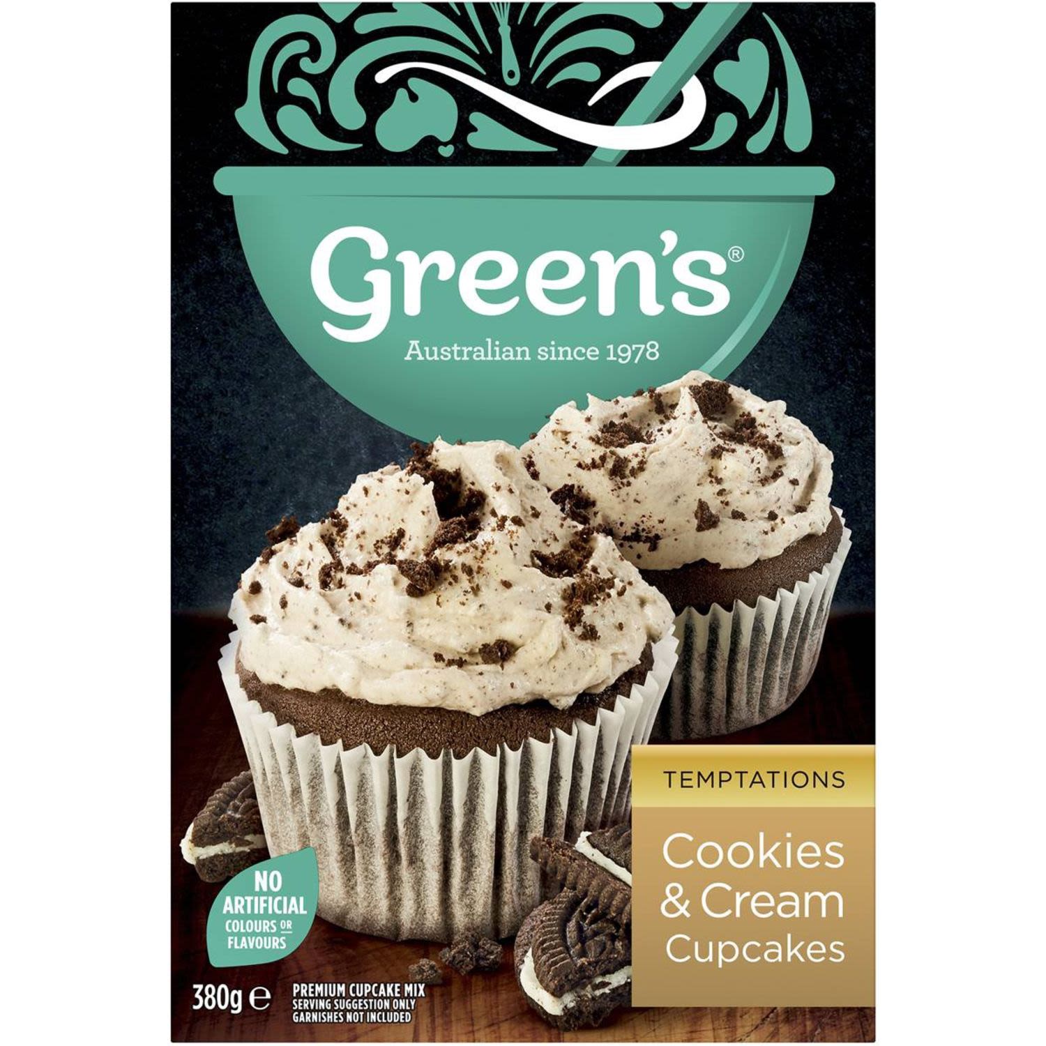 Green's Cookies & Cream Cupcakes Mix, 380 Gram