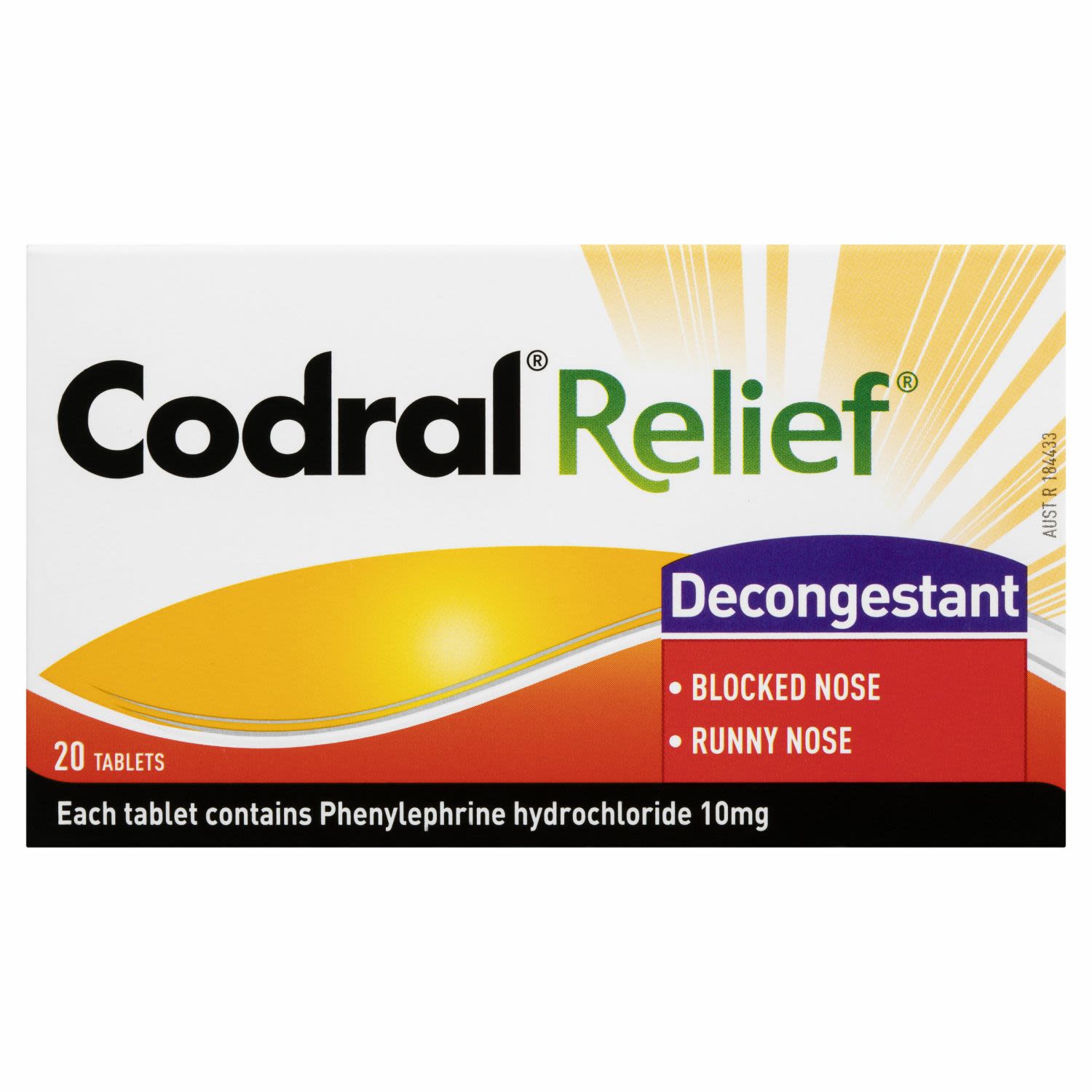 Codral Relief Decongestant Tablets, 20 Each