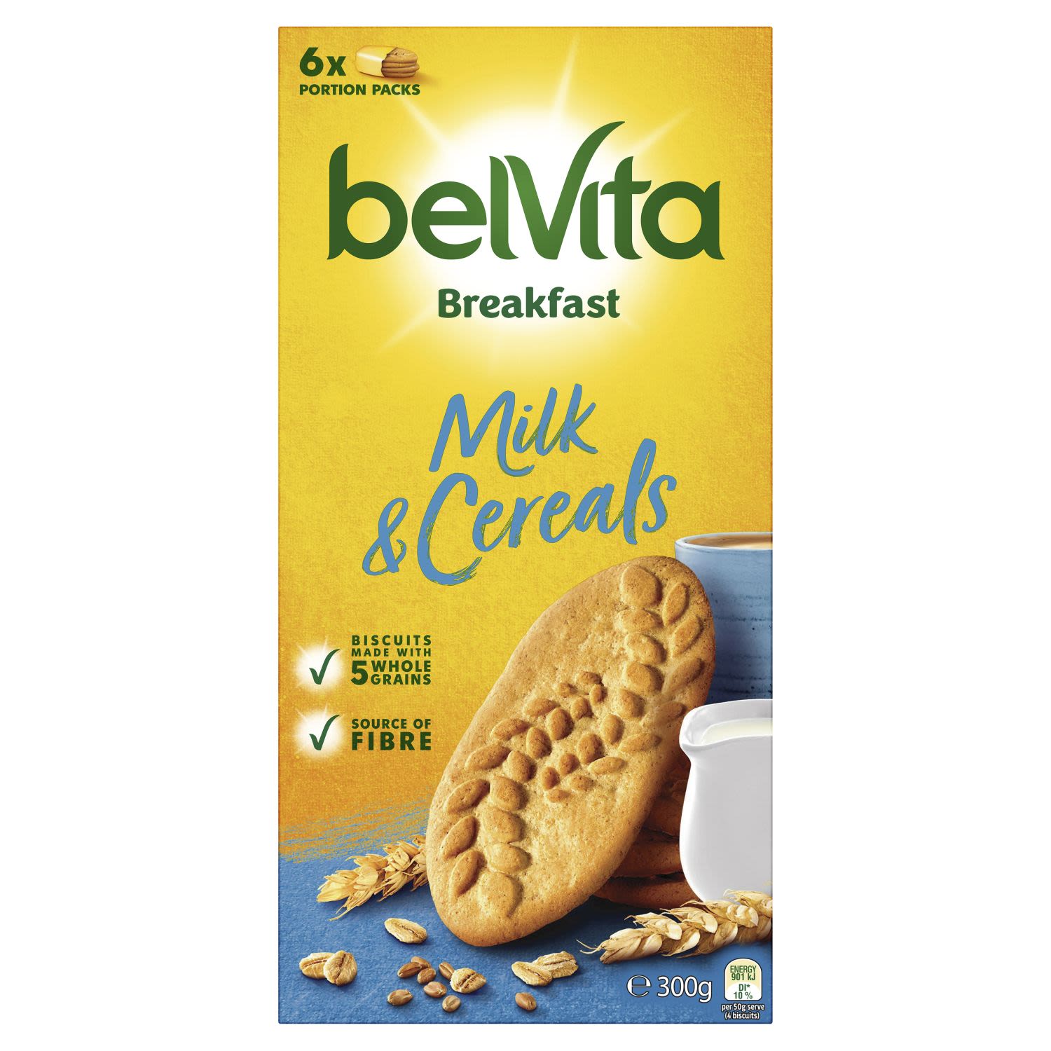 Brigthen your morning with...
belVita Breakfast

Enjoy the delicious and nutritious taste of 5 wholegrains in a wholesome biscuit.
Gently baked to perfection providing a source of fibre with no artificial colours or flavours.
The flavour you look forward to every morning, making them the feel-good, taste-good, start you're looking for enabling you to be the best you. Always. <br /> <br />