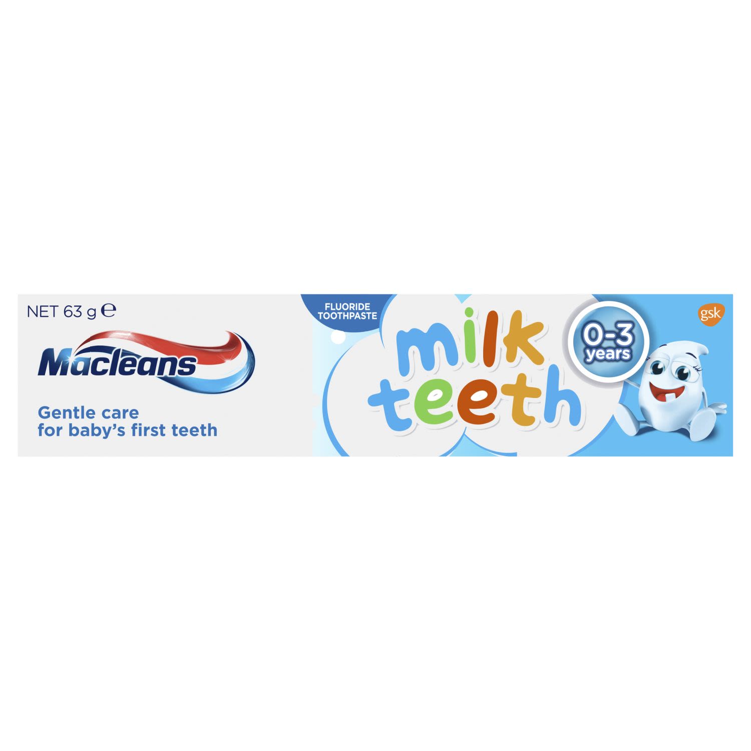 Maclean's Milk Teeth Fluoride Toothpaste for 0-3 years, 63 Gram