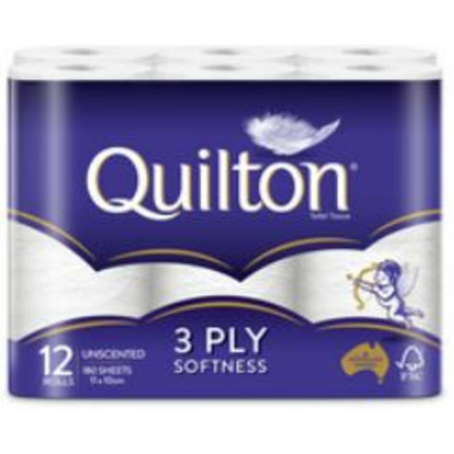 Quilton 3 Ply Unscented White Toilet Paper, 12 Each