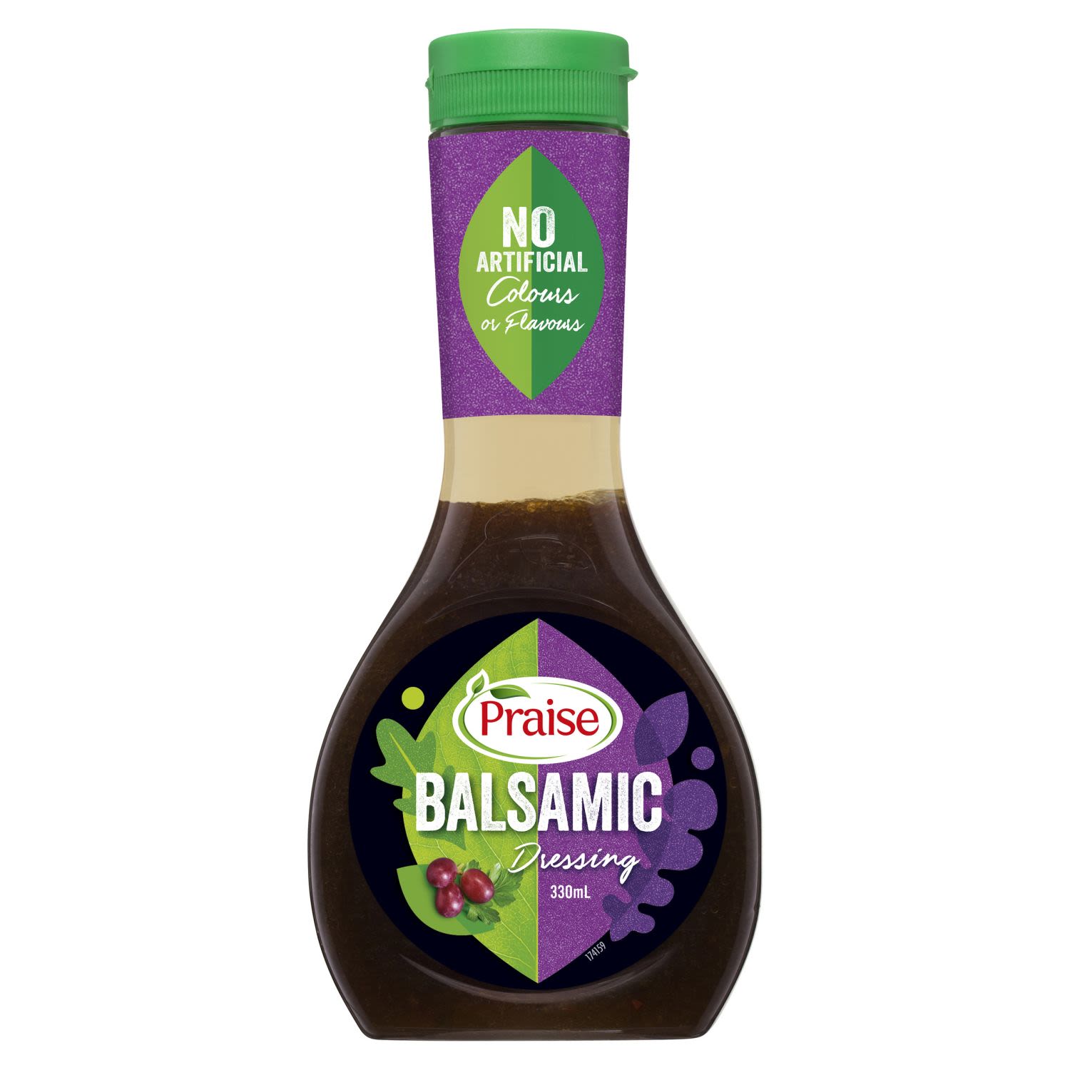 Praise Everyday Balsamic Dressing is a simple yet sophisticated dressing. Blended with balsamic vinegar and herbs, this dressing will spice up all your meals. Perfect for drizzling on salads and roast veggies.<br /> <br /><br />Allergen may be present: Soy|Sulphites <br /><br />Country of Origin: Made in Australia from at least 60% Australian ingredients
