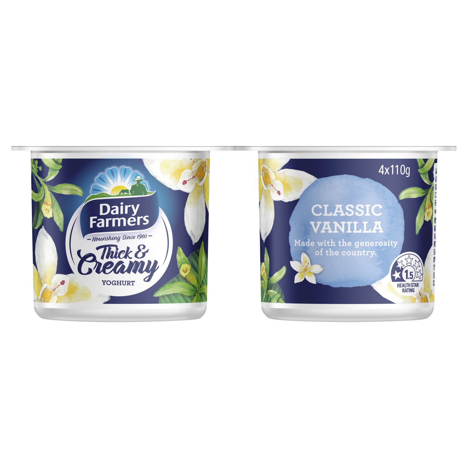 Dairy Farmers Thick & Creamy Yoghurt Vanilla, 4 Each