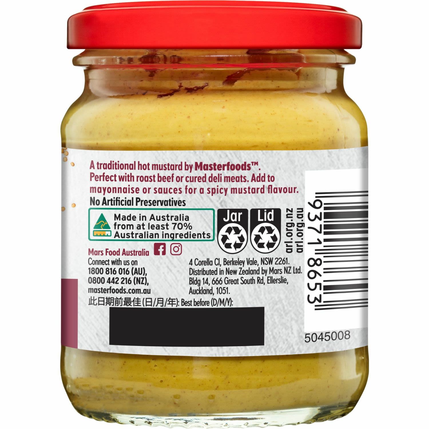 MasterFoods™ Hot English Mustard, 175 Gram