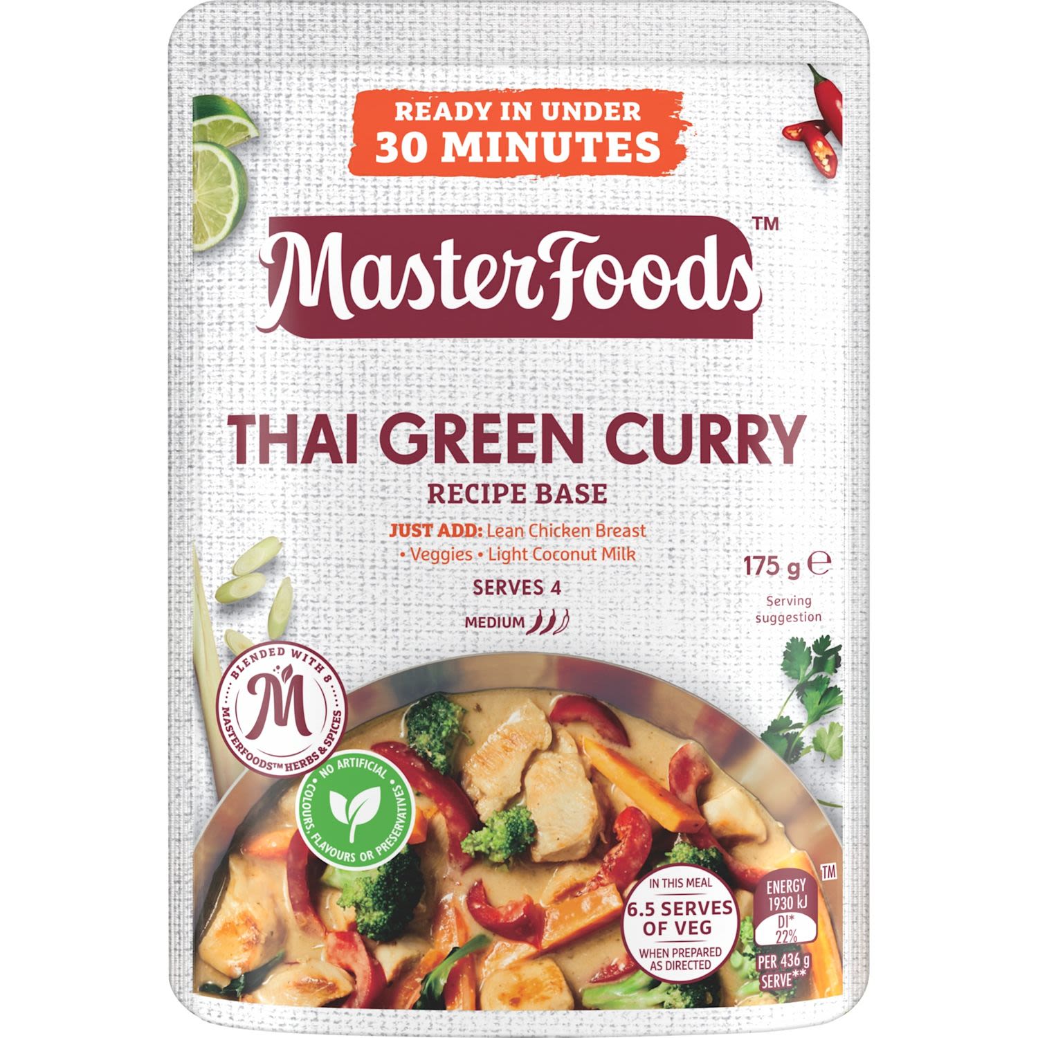 MasterFoods Thai Green Curry Recipe Base Stove Top Pouch