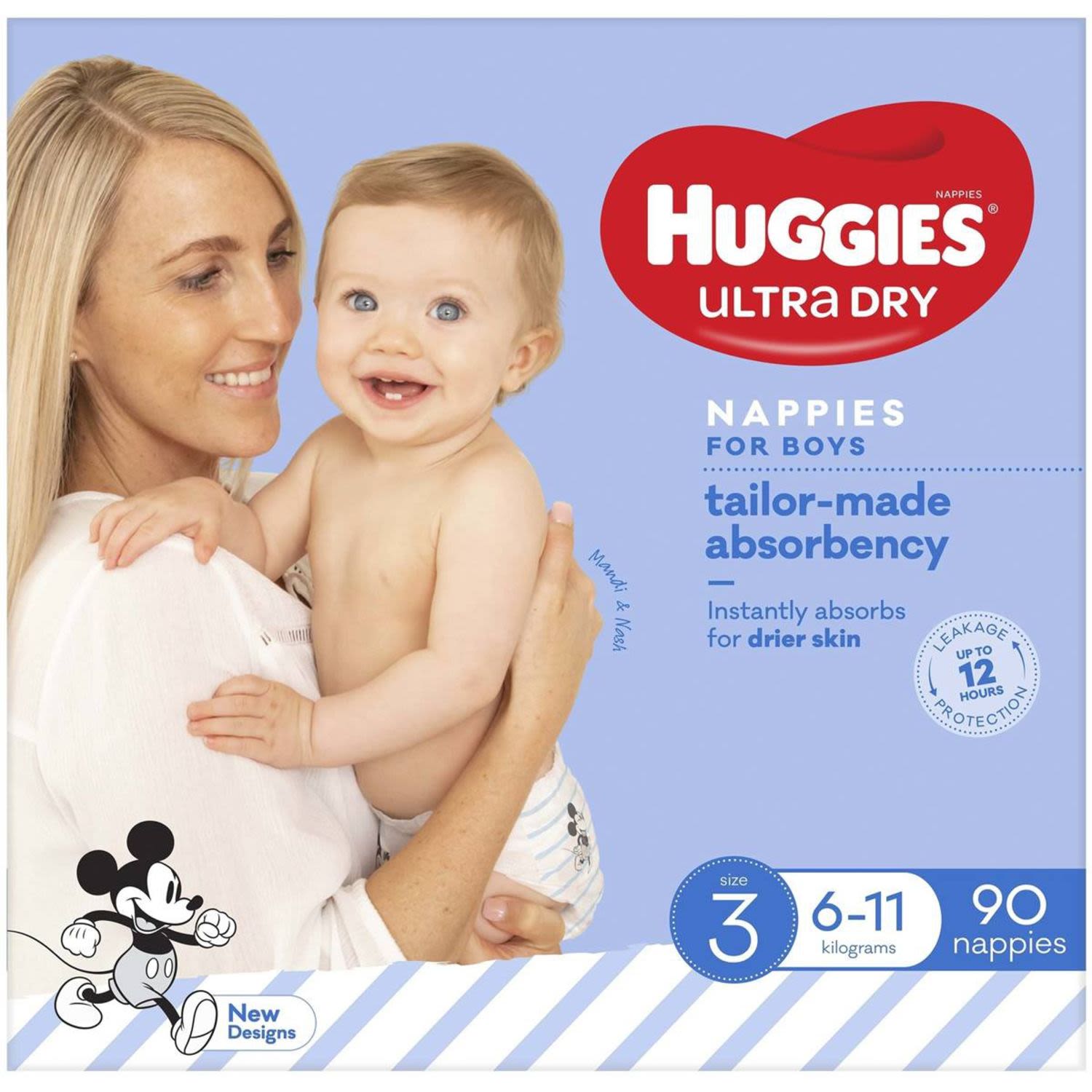 Huggies Ultra Dry Nappies Boys Size 3 (6-11kg), 90 Each