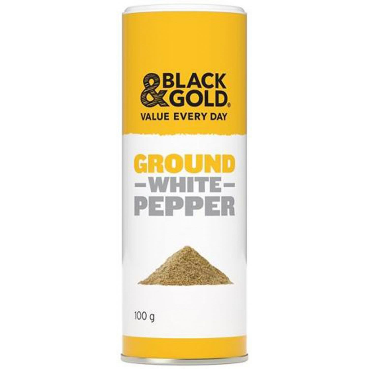 Black & Gold Ground White Pepper, 100 Gram