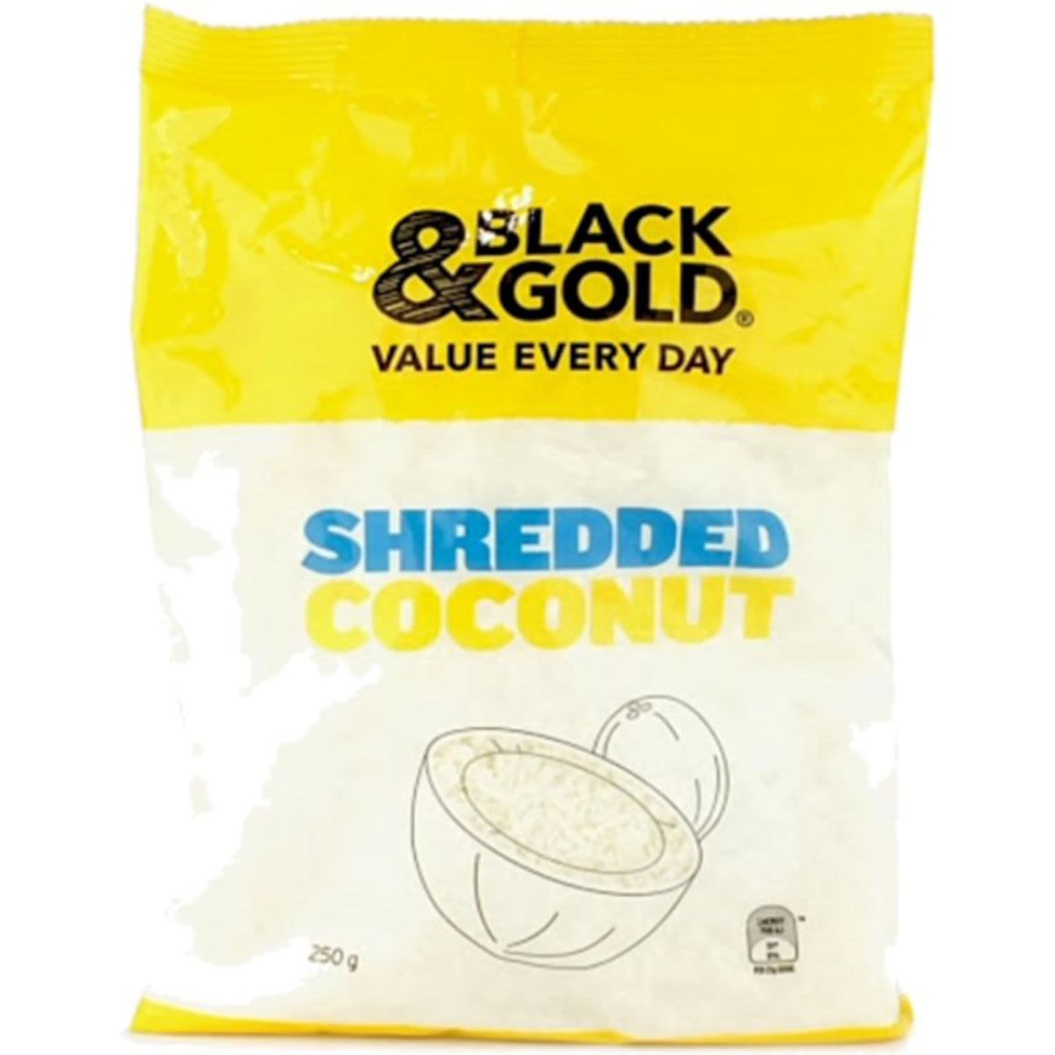 Black & Gold Shredded Coconut, 250 Gram