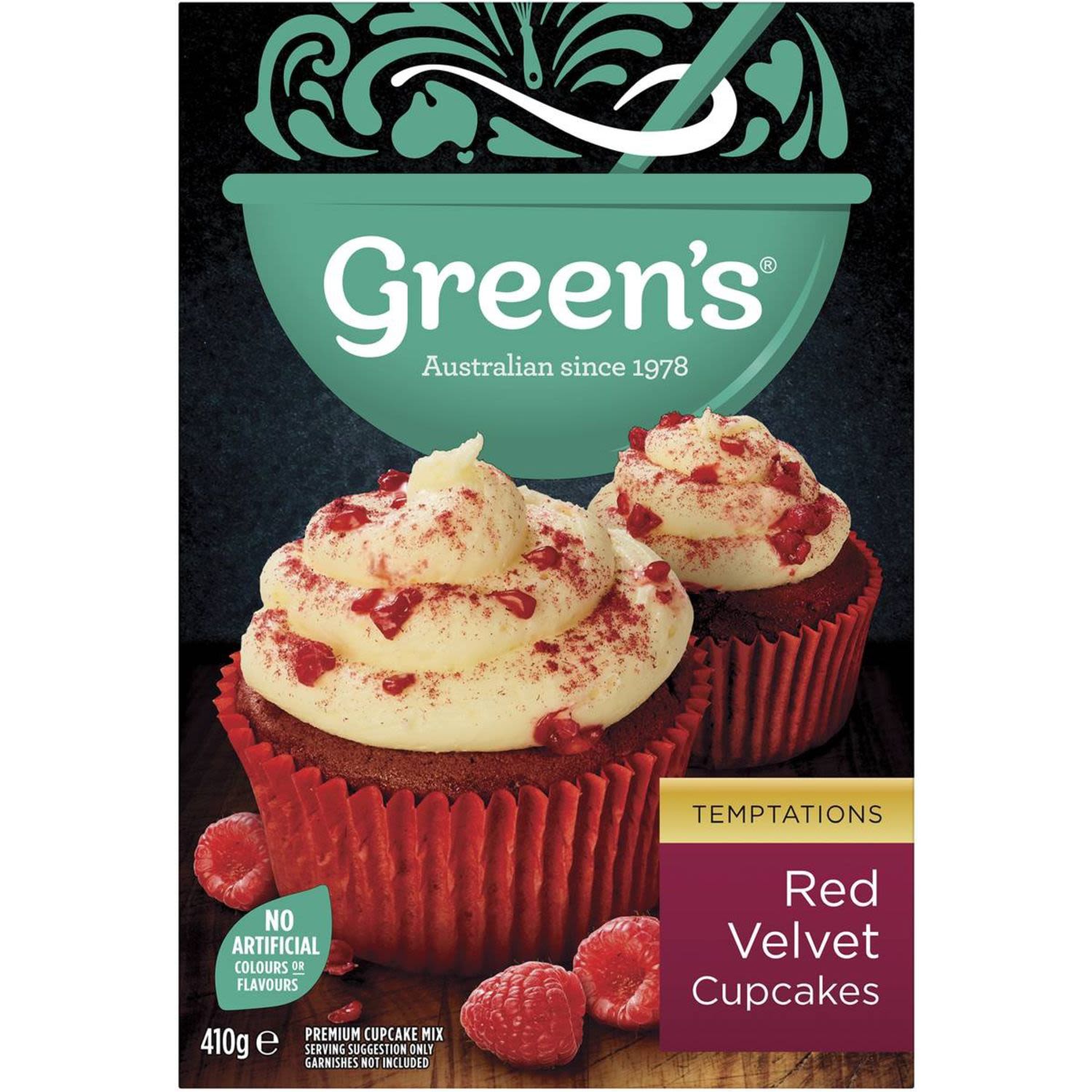 Green's Red Velvet Cupcake Mix, 410 Gram