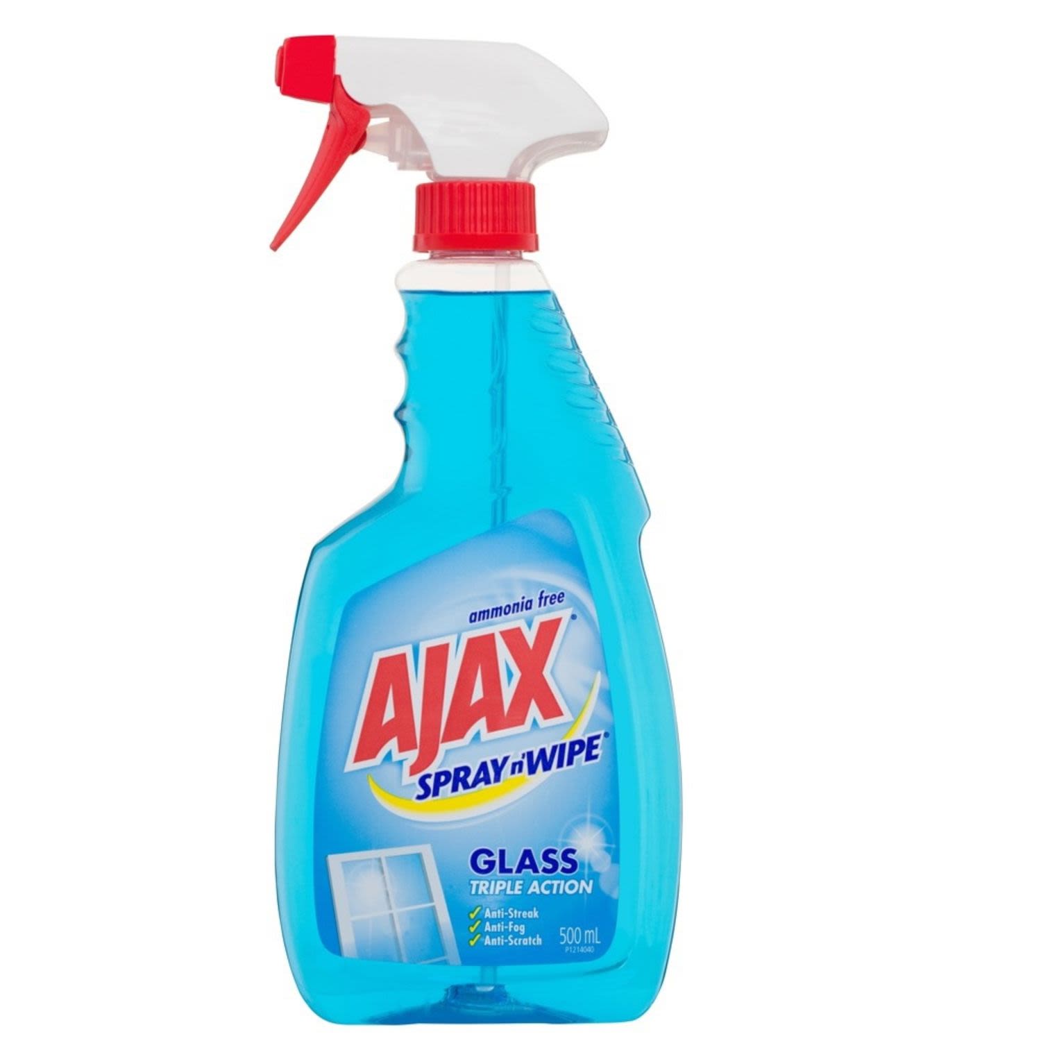 Ajax Spray n' Wipe Glass Cleaner Trigger Ammonia Free Surface Spray Triple Action Made in Australia Recycled Bottle, 500 Millilitre