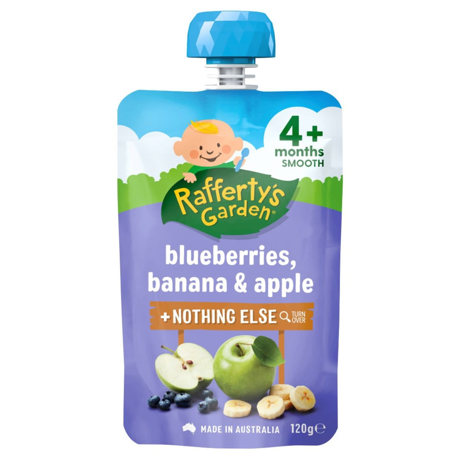 Rafferty's Garden Food 4 Months+ Blueberries, Banana & Apple, 120 Gram