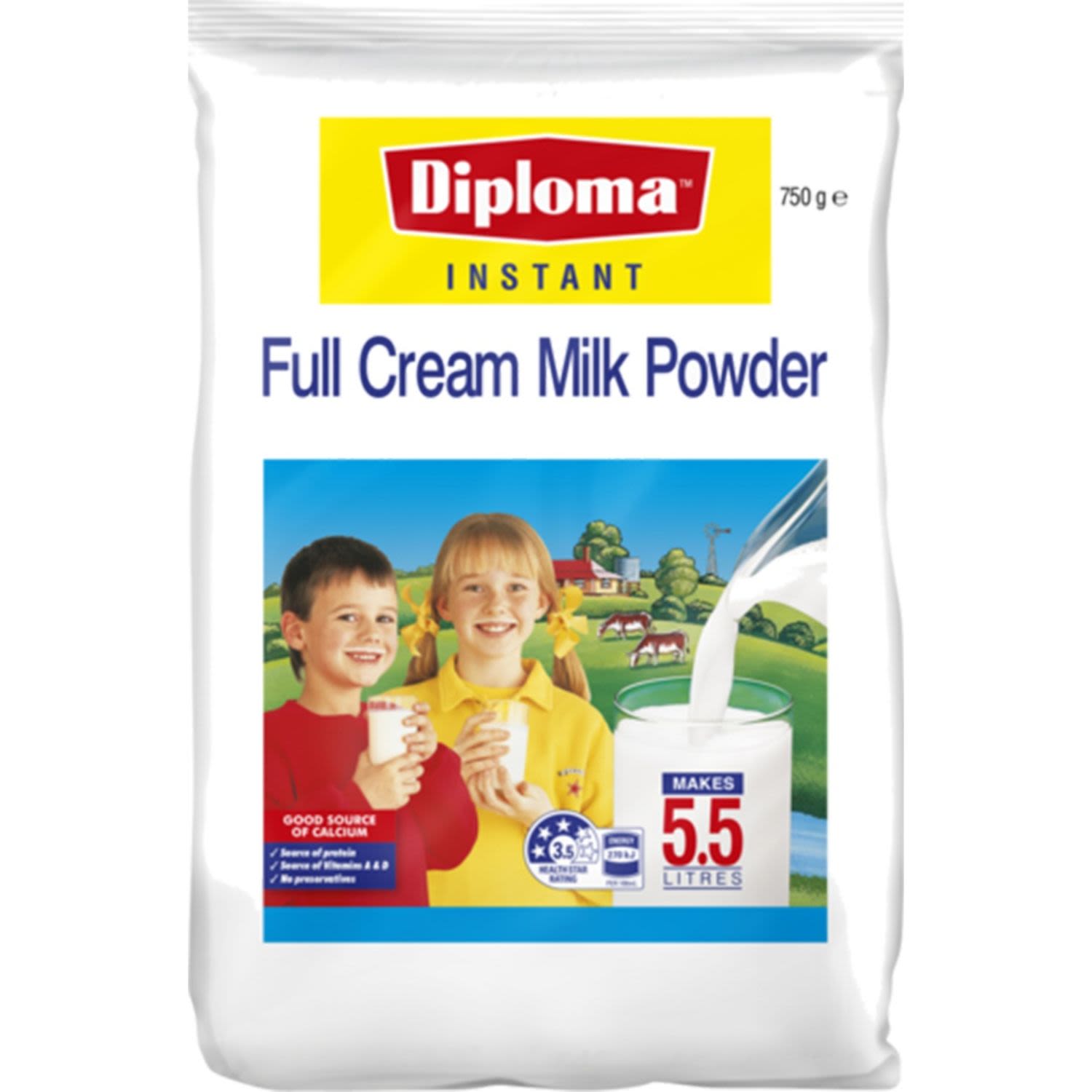 Diploma Instant Full Cream Milk Powder, 750 Gram