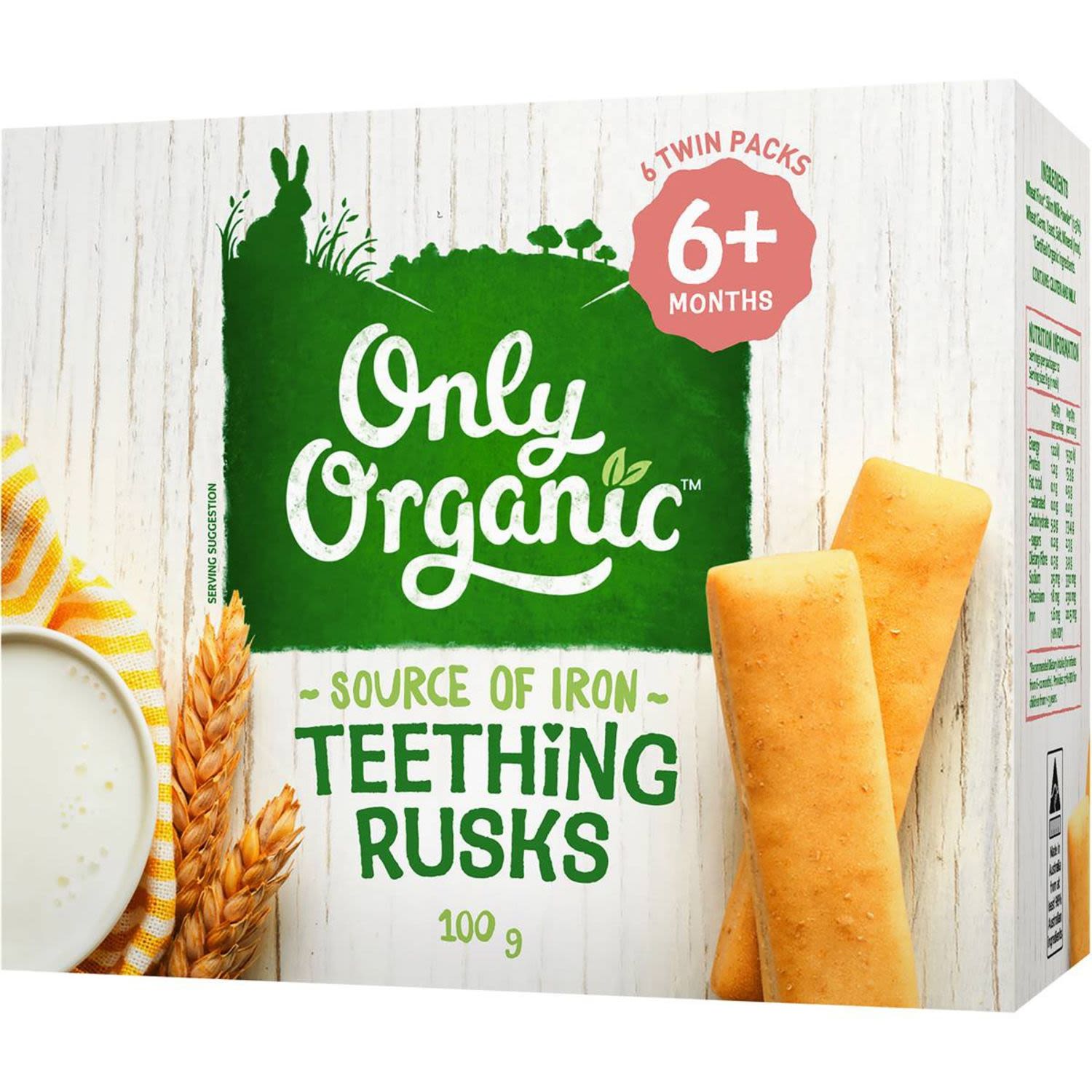 Only Organic Snack Teething Rusks, 100 Gram