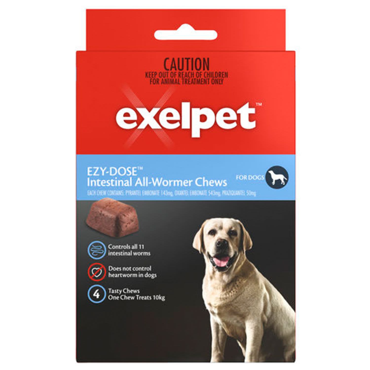 Exelpet EZY-DOSE Intestinal All Wormer Dog 4 Chew, 4 Each