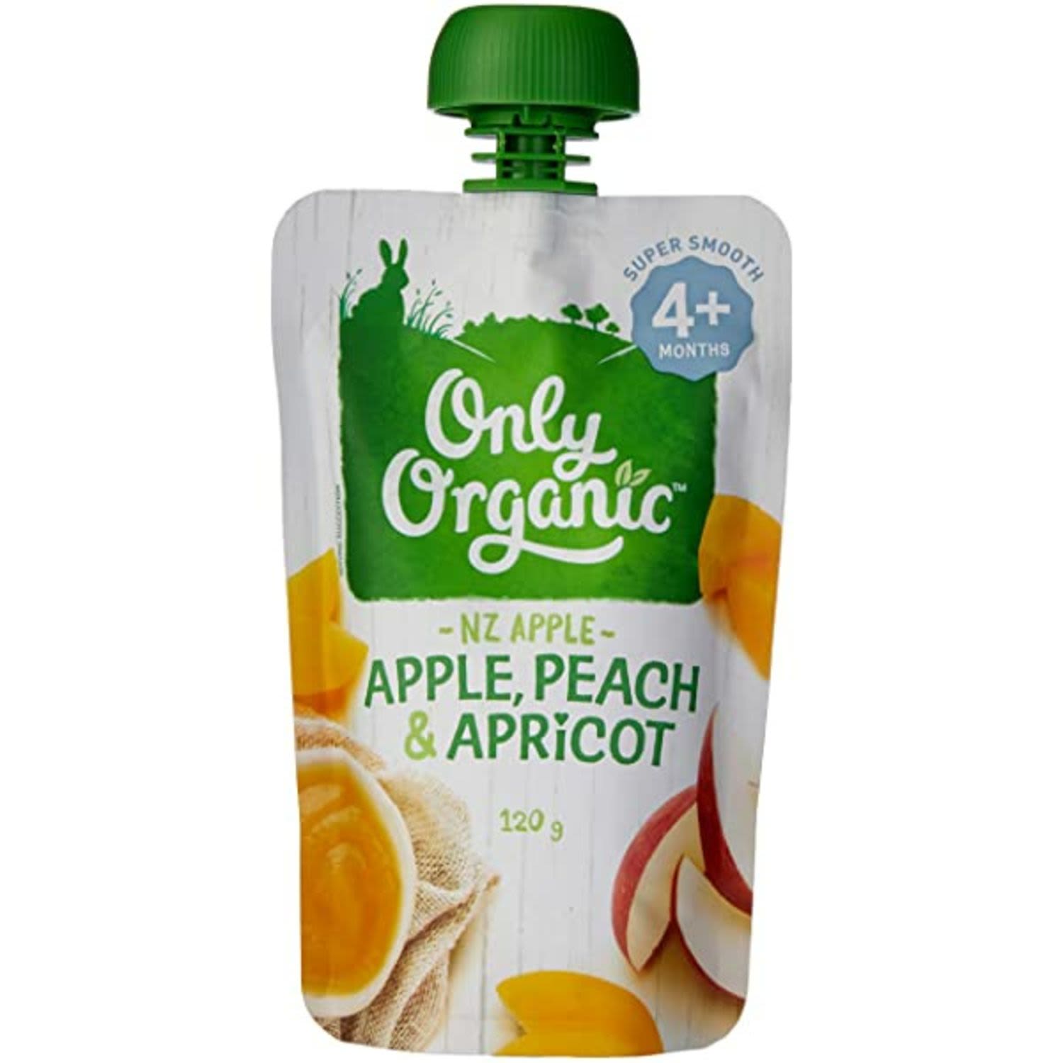 Only Organic Apple Peach & Apricot, 120 Gram