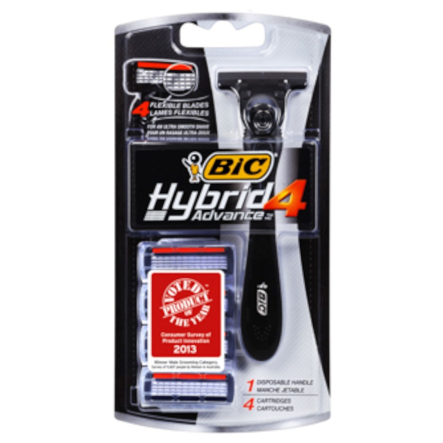 BIC Shaver Hybrid 4 Advance Mens, 4 Each