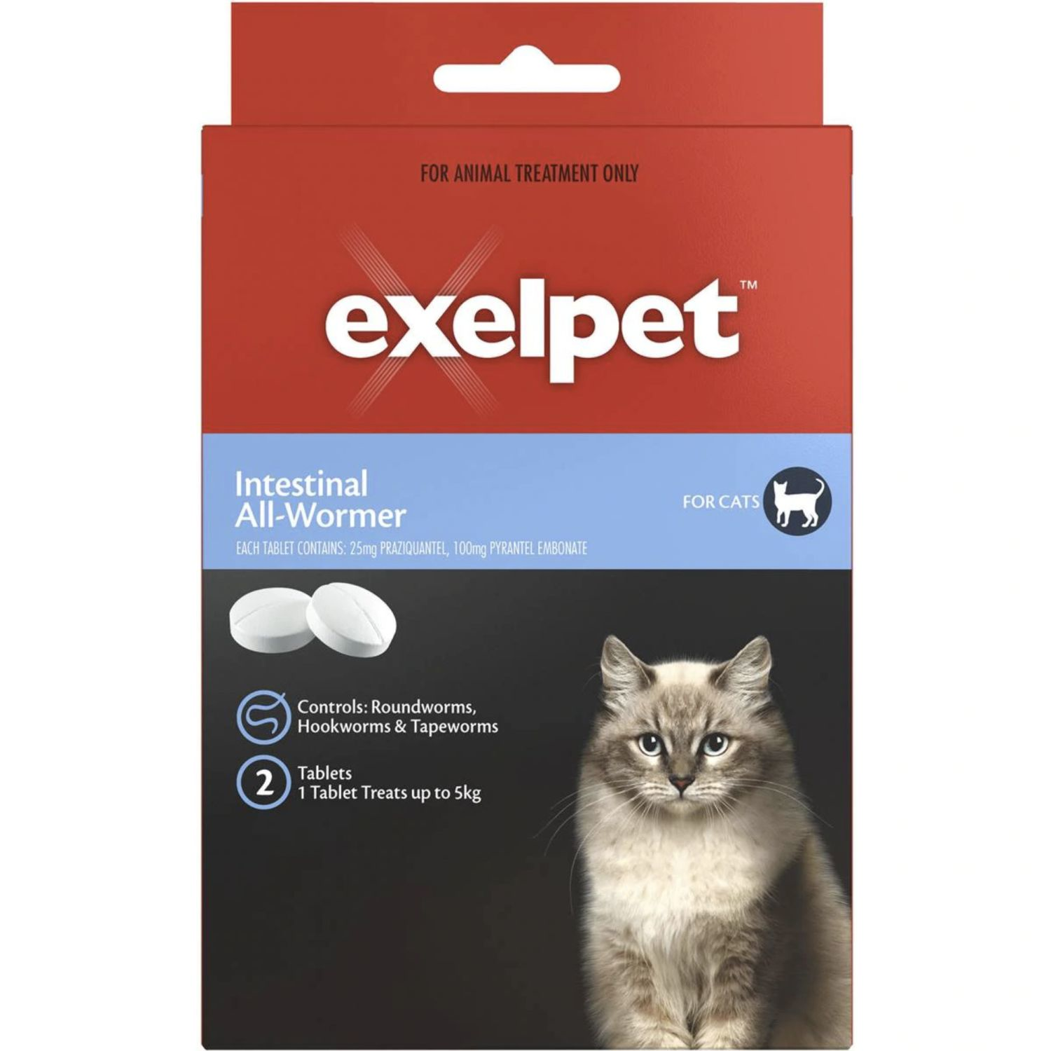 Exelpet Treatment Intestinal Allwormer Cat, 2 Each