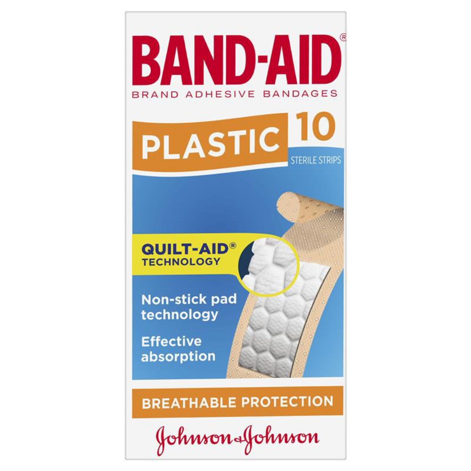 Band Aid Plastic Strips, 10 Each