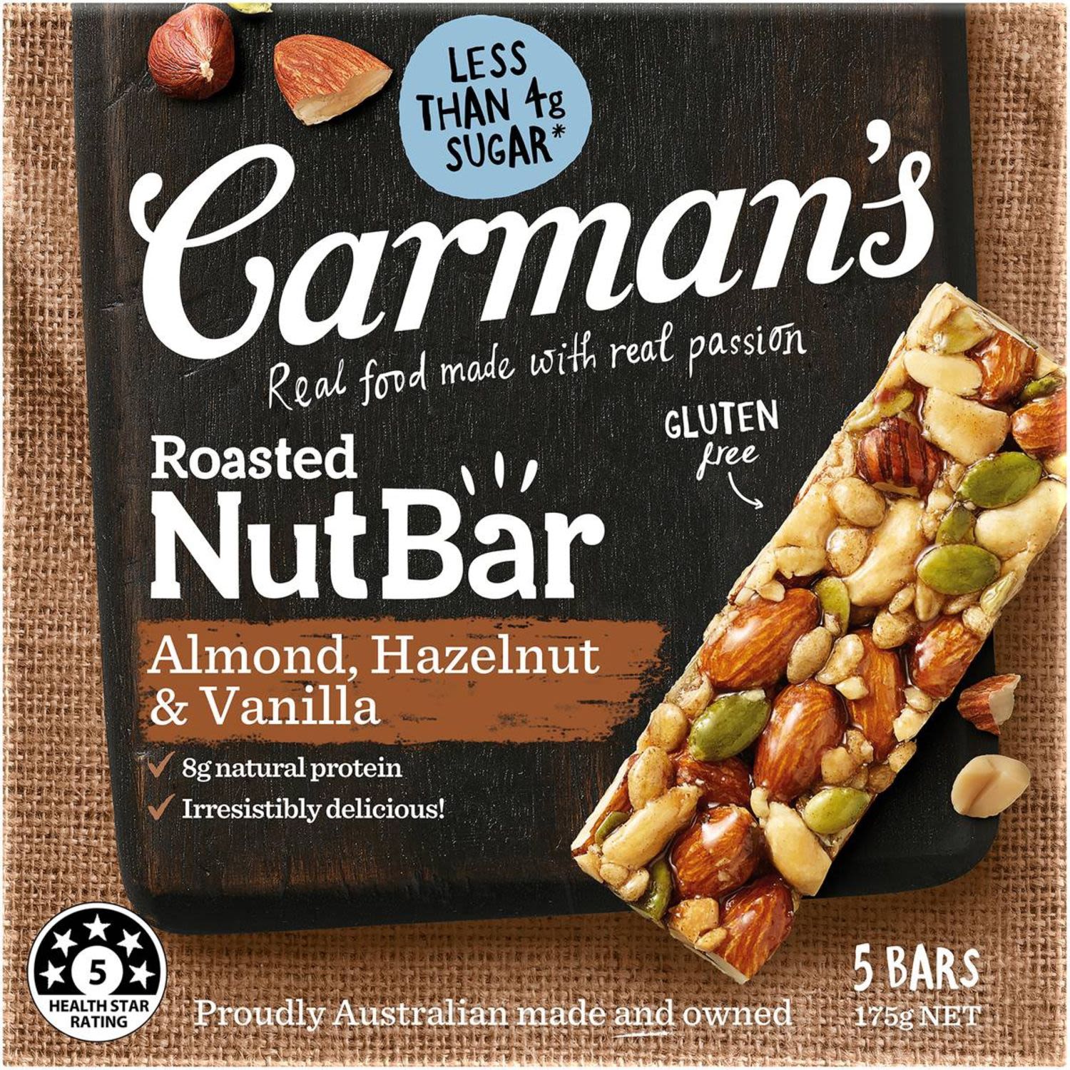 Carman's Almond, Hazelnut Vanilla Nut Bars, 5 Each