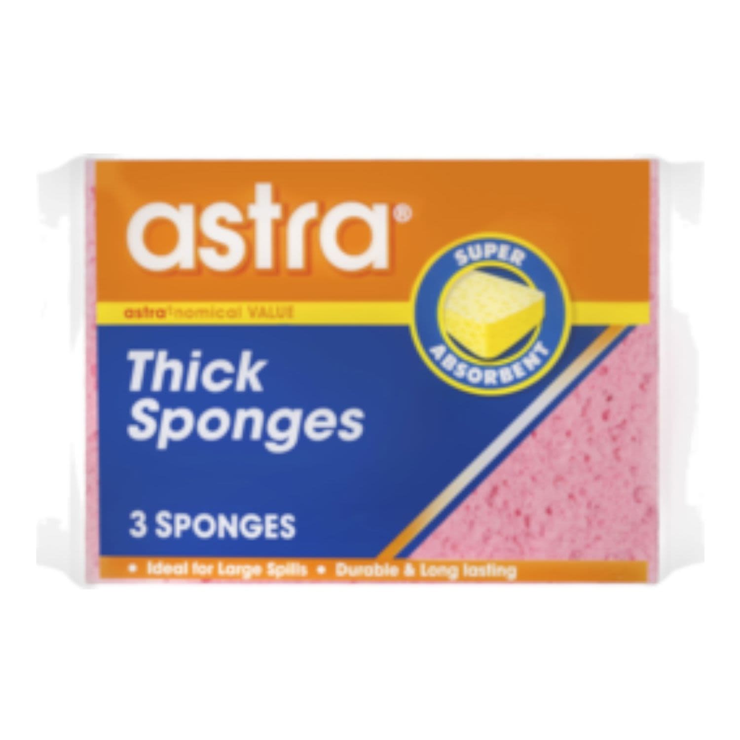 Astra Scourer Sponge Thick, 3 Each