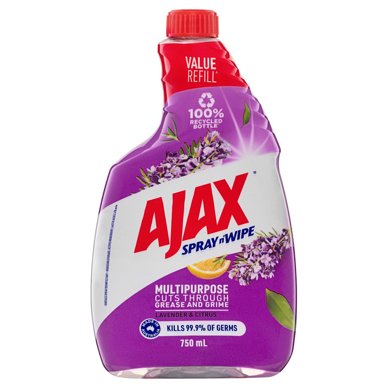 Ajax Spray n' Wipe MultiPurpose Antibacterial Disinfectant Household Cleaner Lavender & Citrus Refill Value Pack