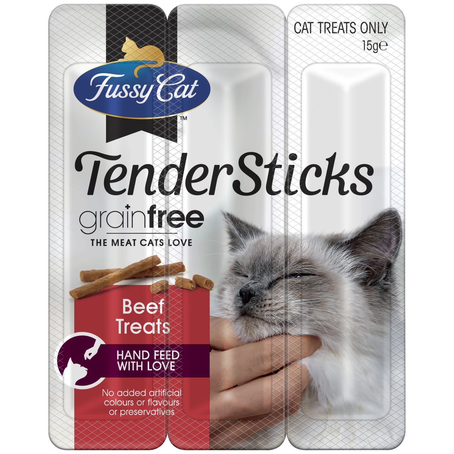 Fussy Cat Grain Free Tender Sticks Beef Cat Treats, 15 Gram