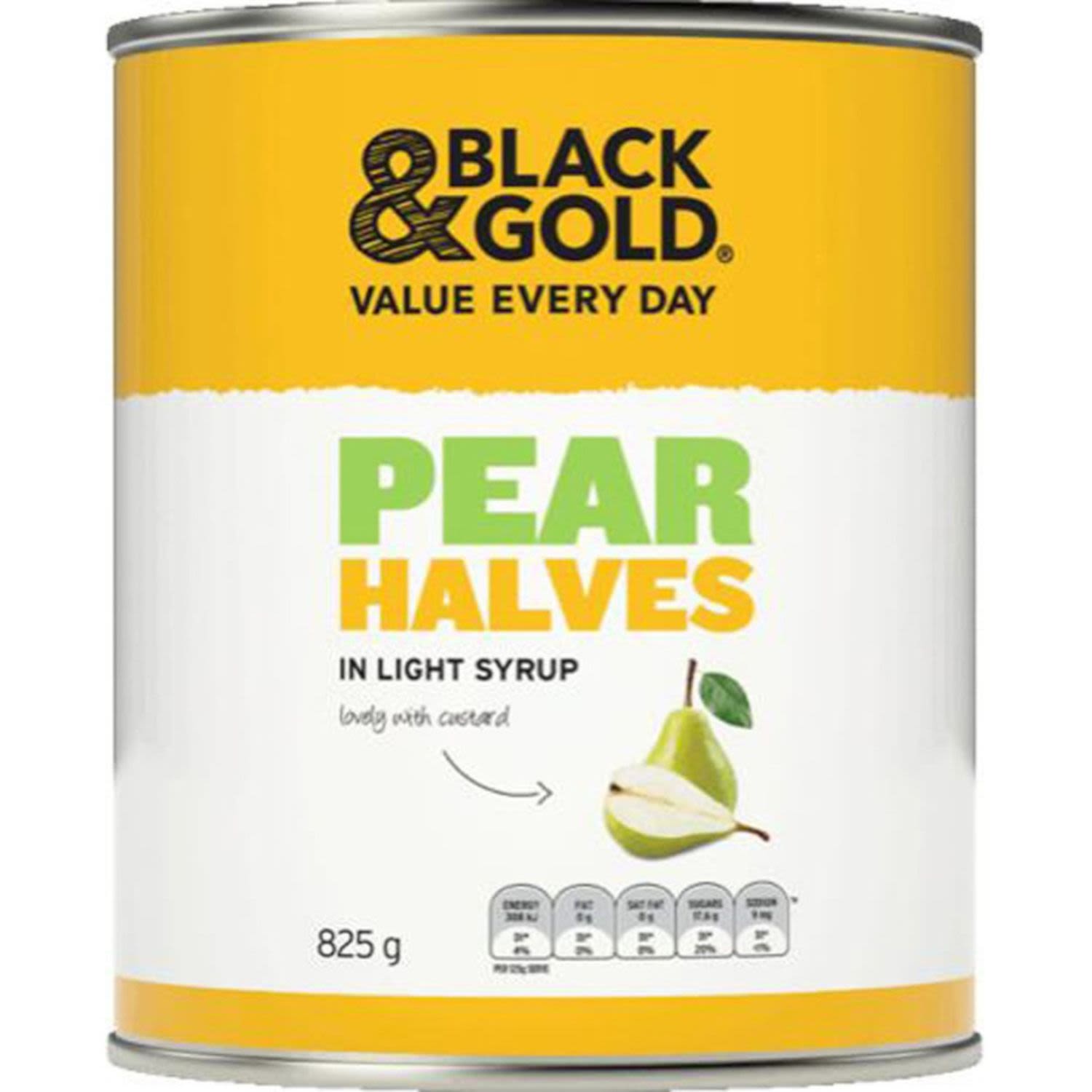 Black & Gold Pear Halves Light Syrup
