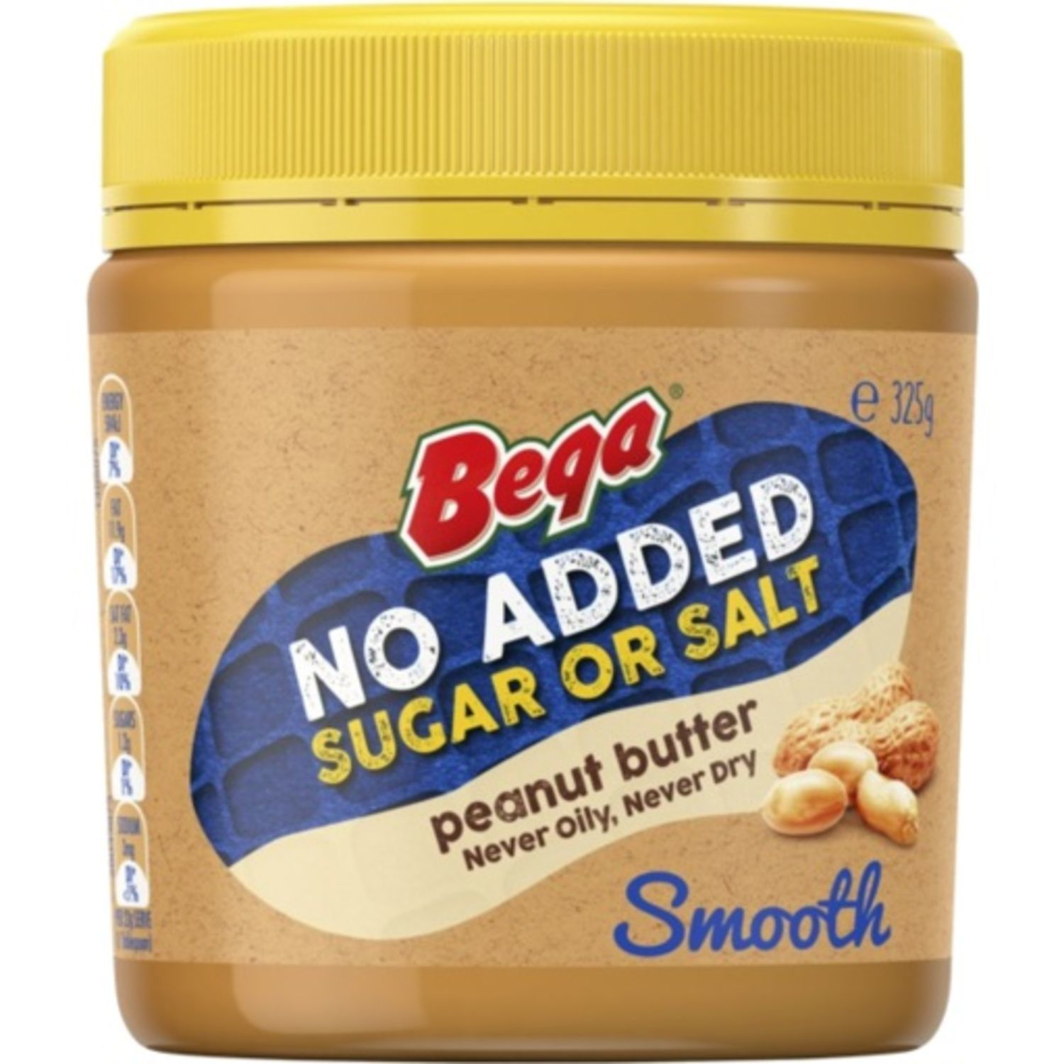 Bega Peanut Butter Smooth No Added Sugar Or Salt, 325 Gram