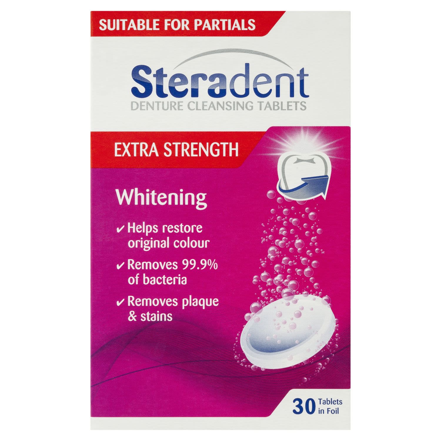 Steradent Denture Care Tablets Extra Strength, 30 Each