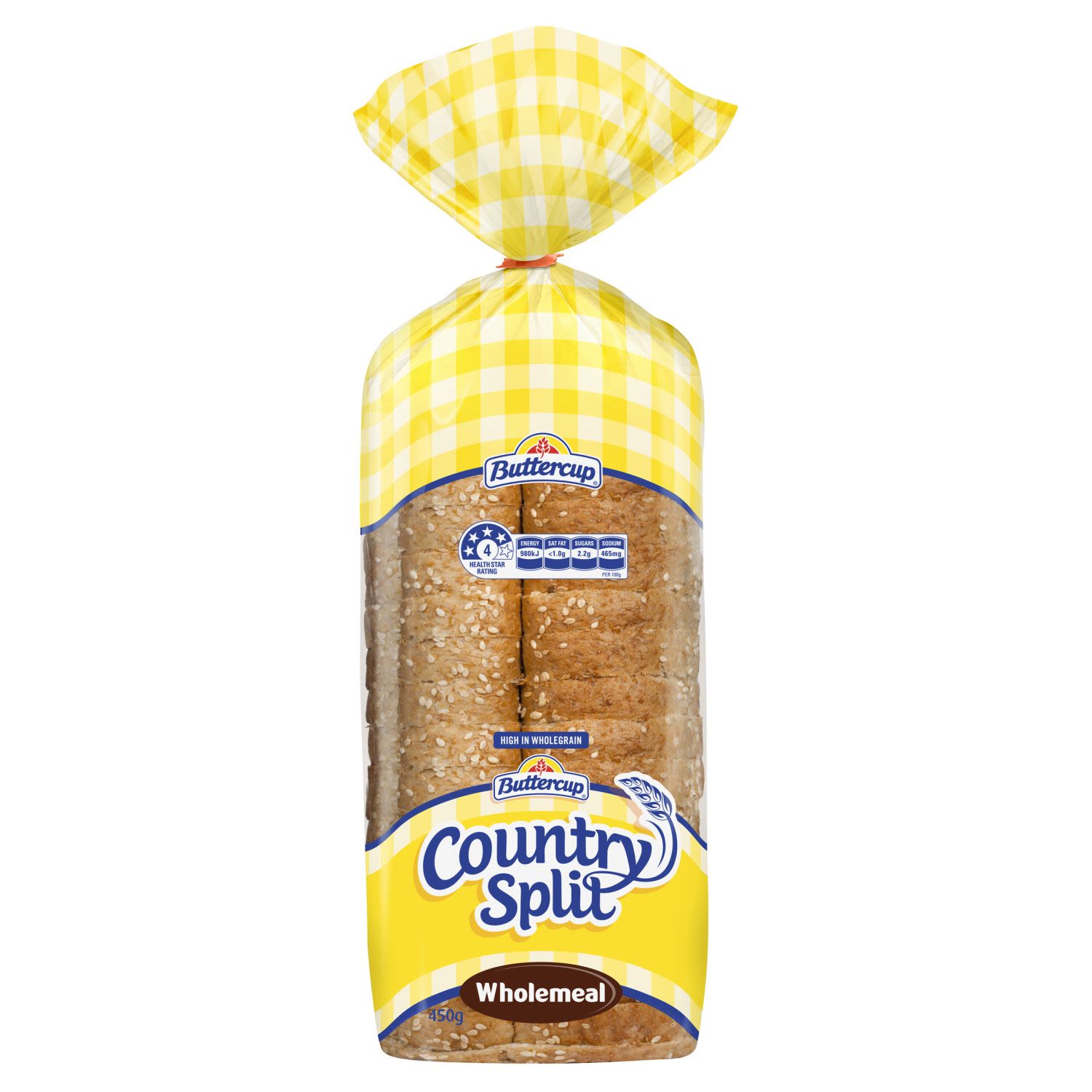Buttercup Country Split Bread Wholemeal, 450 Gram