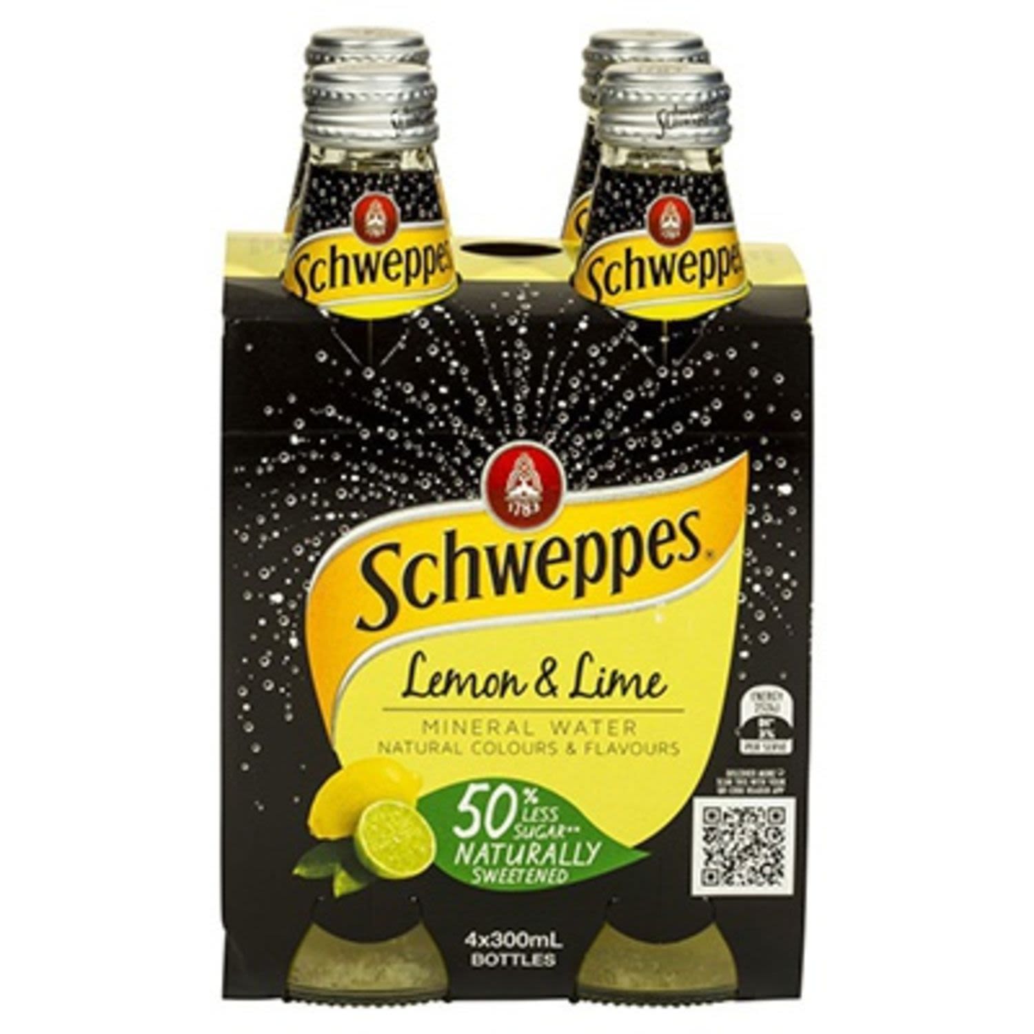 Schweppes Lemon & Lime with Natural Mineral Water 300ml, 4 Each