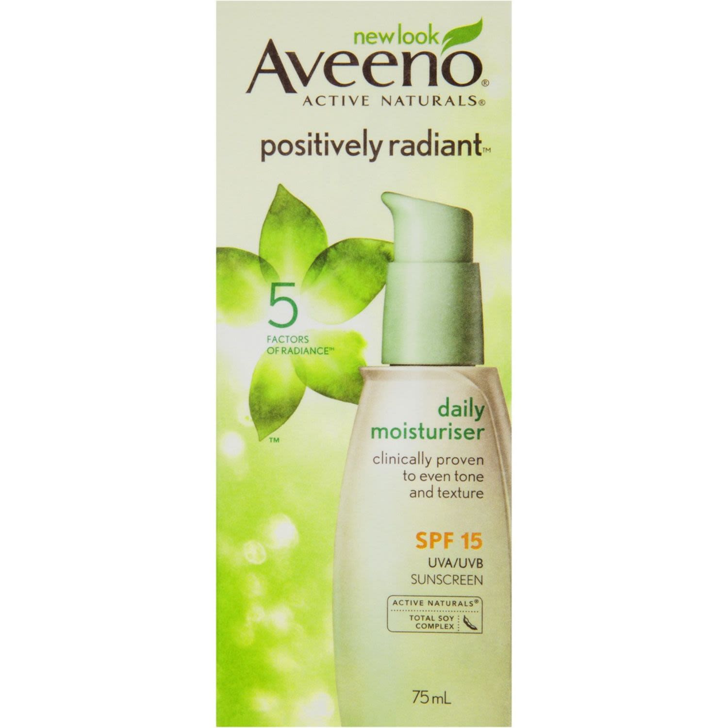 Aveeno Active Naturals Positively Radiant Daily Moisturiser SPF15, 75 Millilitre