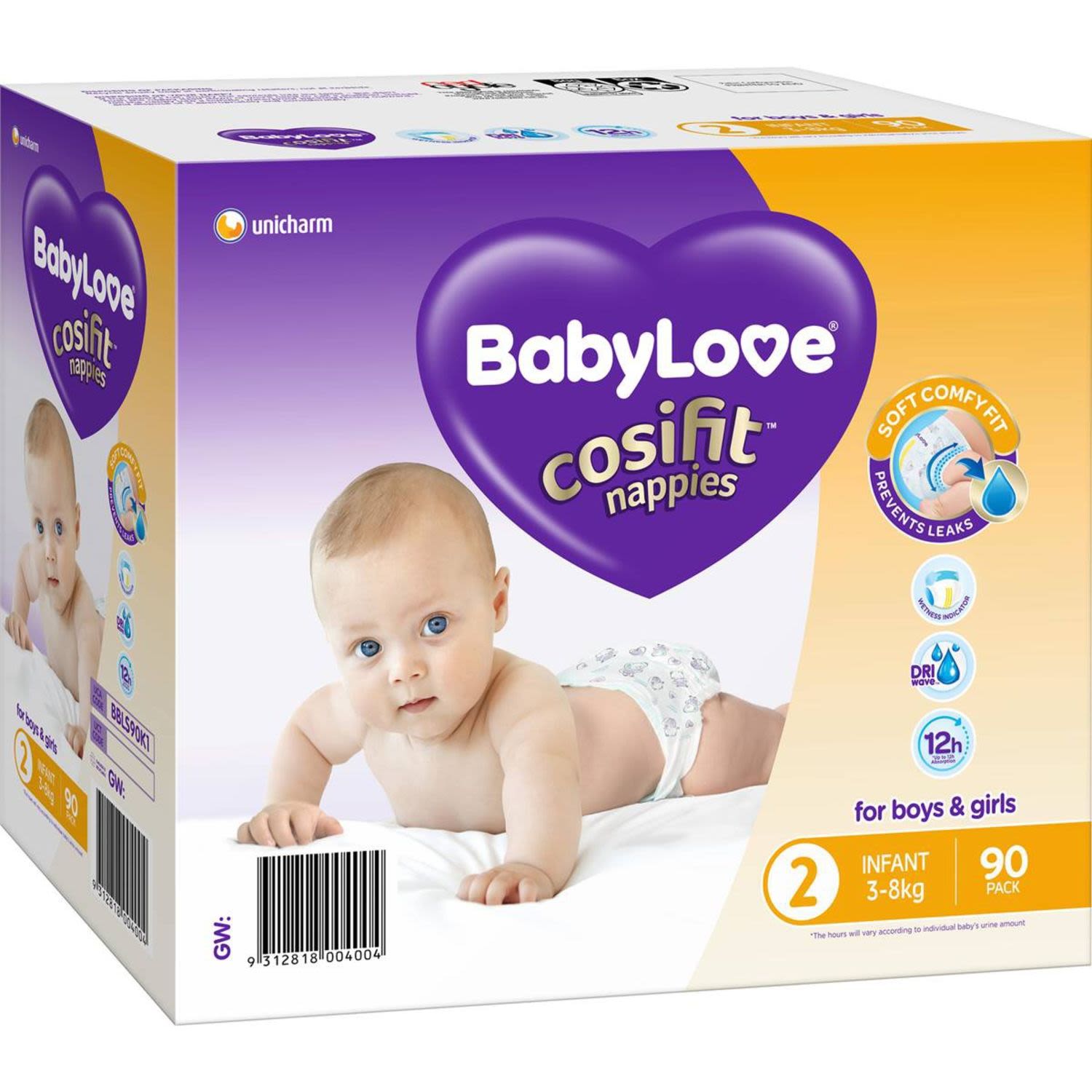 BabyLove Cosifit Nappies Infant, 90 Each