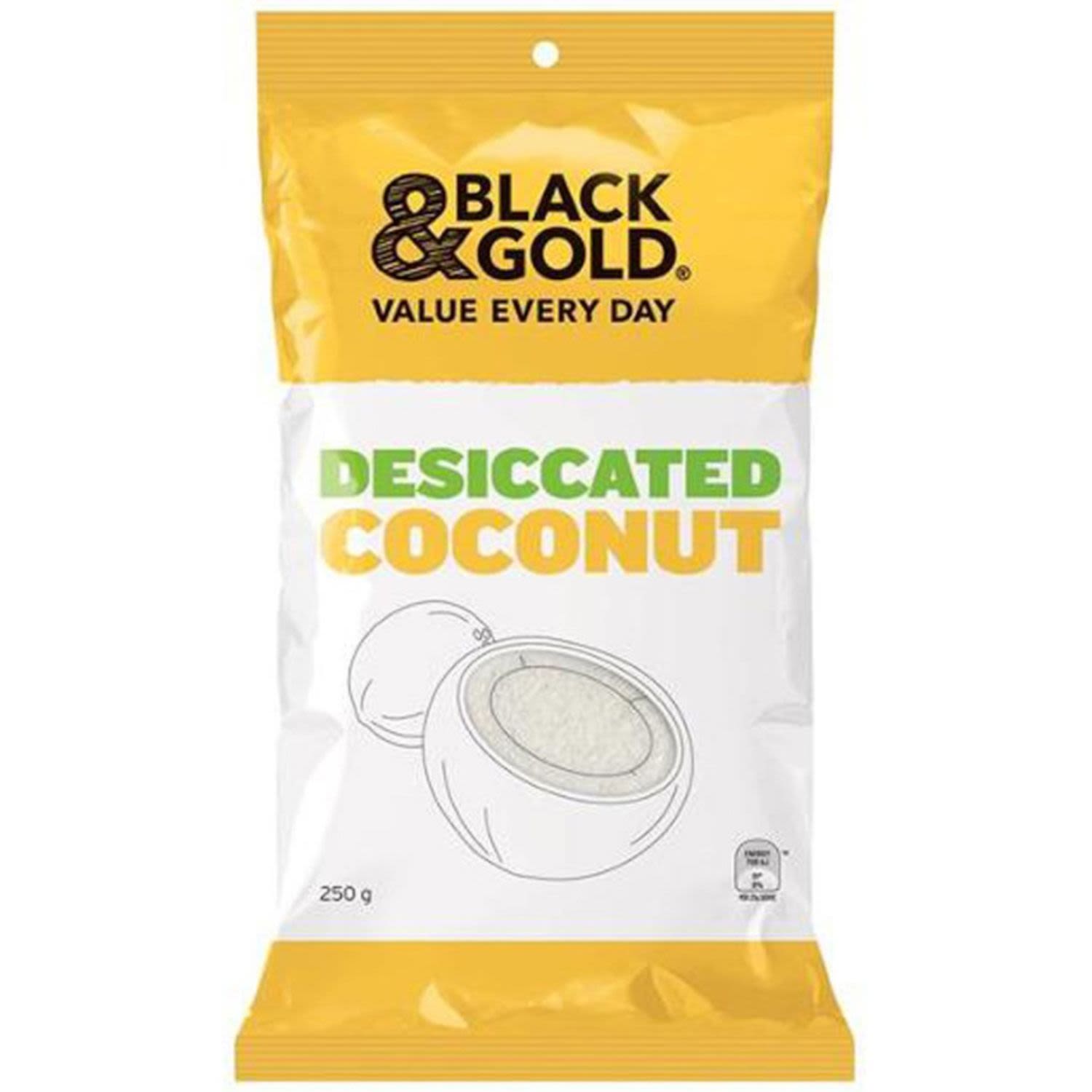 Black & Gold Desiccated Coconut, 250 Gram