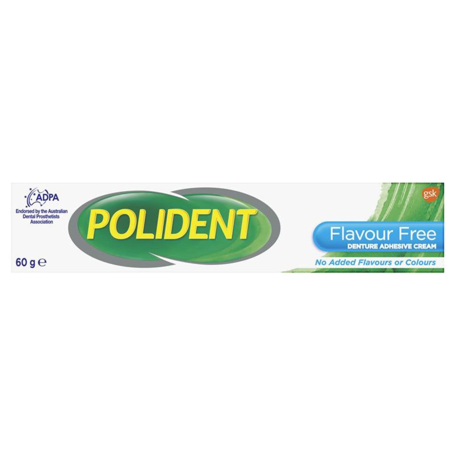 Polident Denture Adhesive Cream Flavour Free , 60 Gram