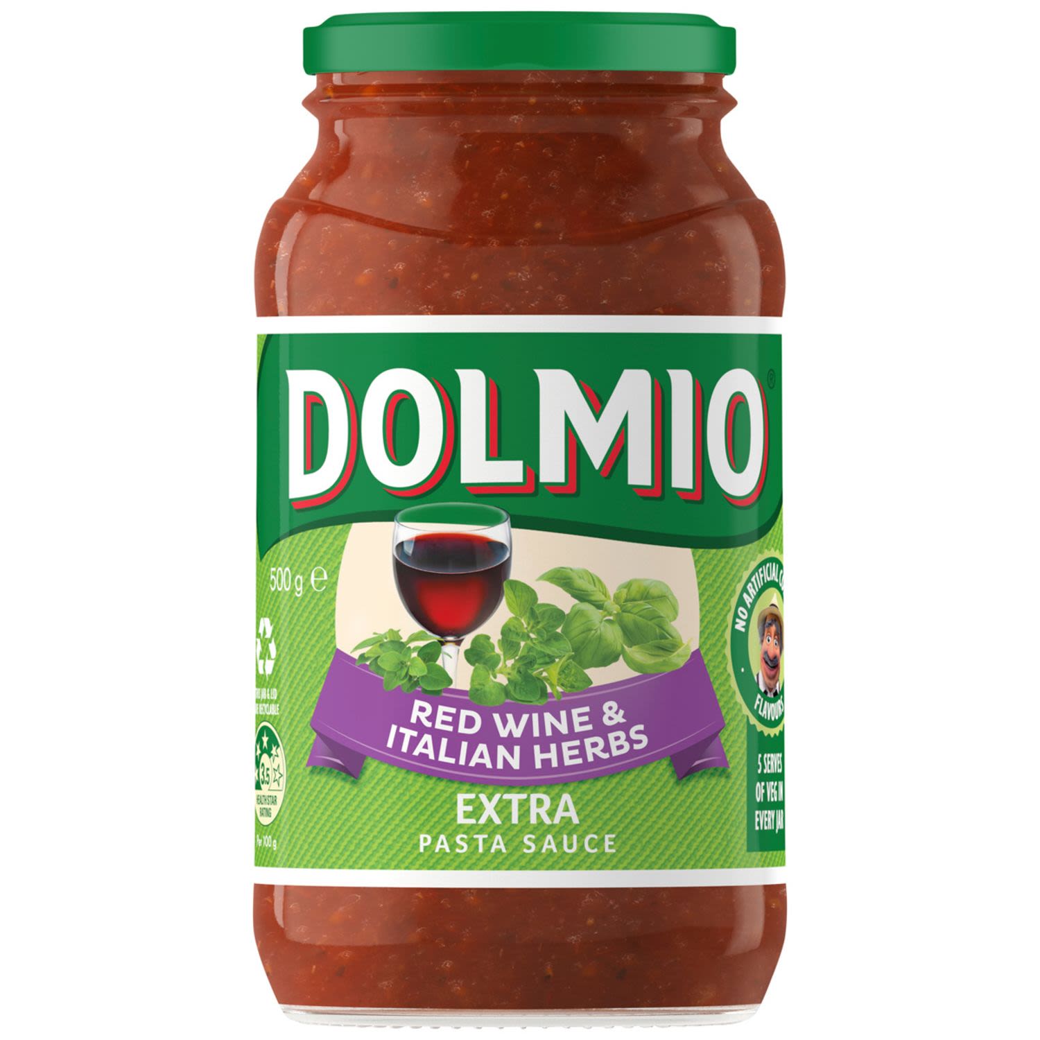 Dolmio Extra Red Wine & Italian Herbs Tomato Pasta Sauce, 500 Gram